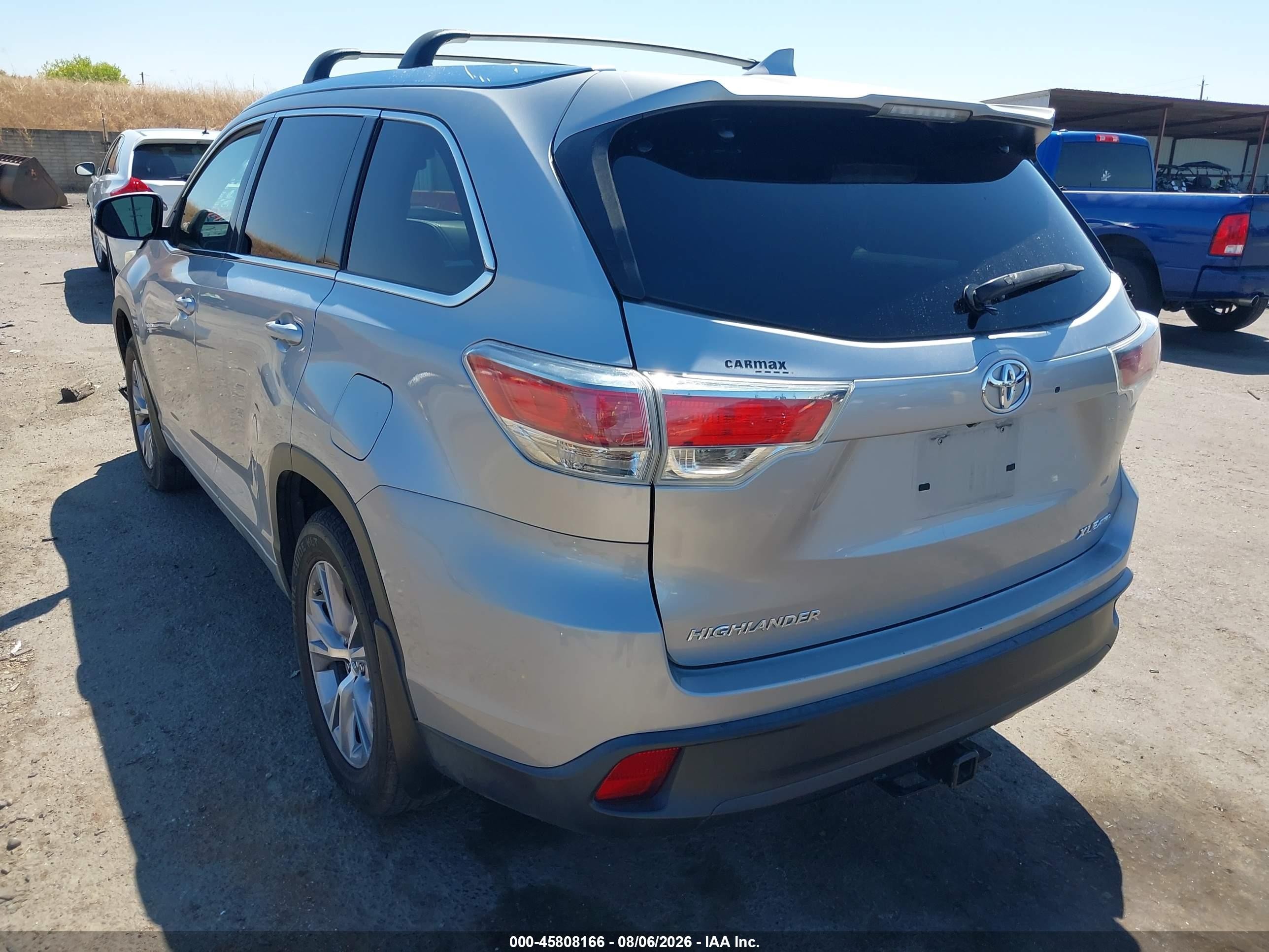 2015 Toyota Highlander Xle V6 Gray vin: 5TDJKRFH8FS126127