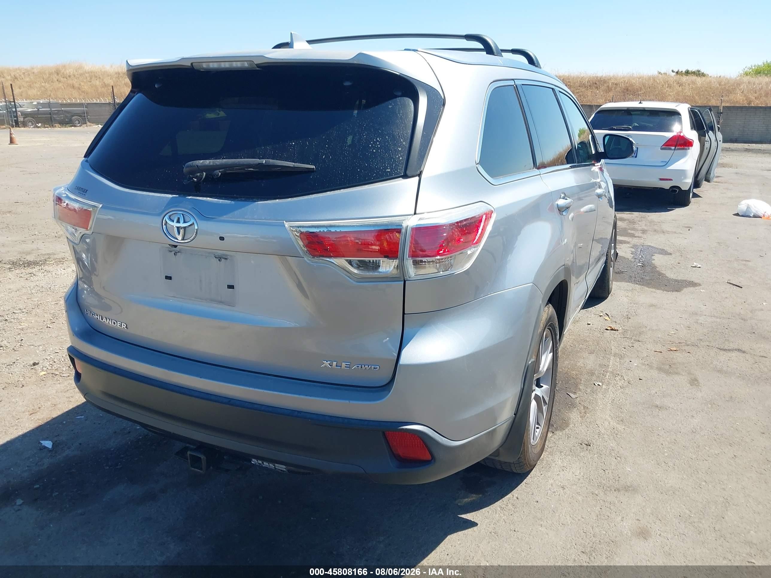 2015 Toyota Highlander Xle V6 Gray vin: 5TDJKRFH8FS126127