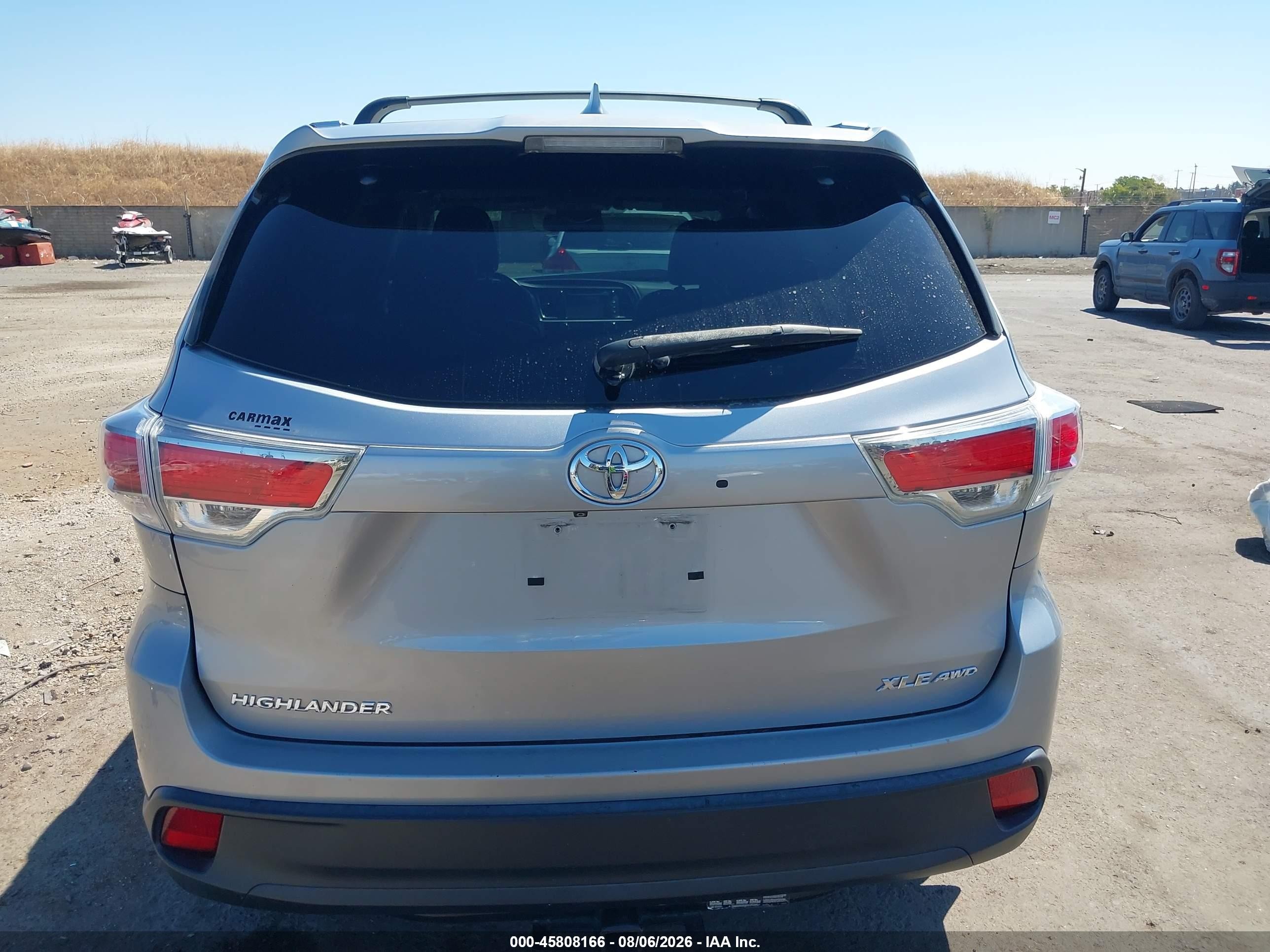 2015 Toyota Highlander Xle V6 Gray vin: 5TDJKRFH8FS126127