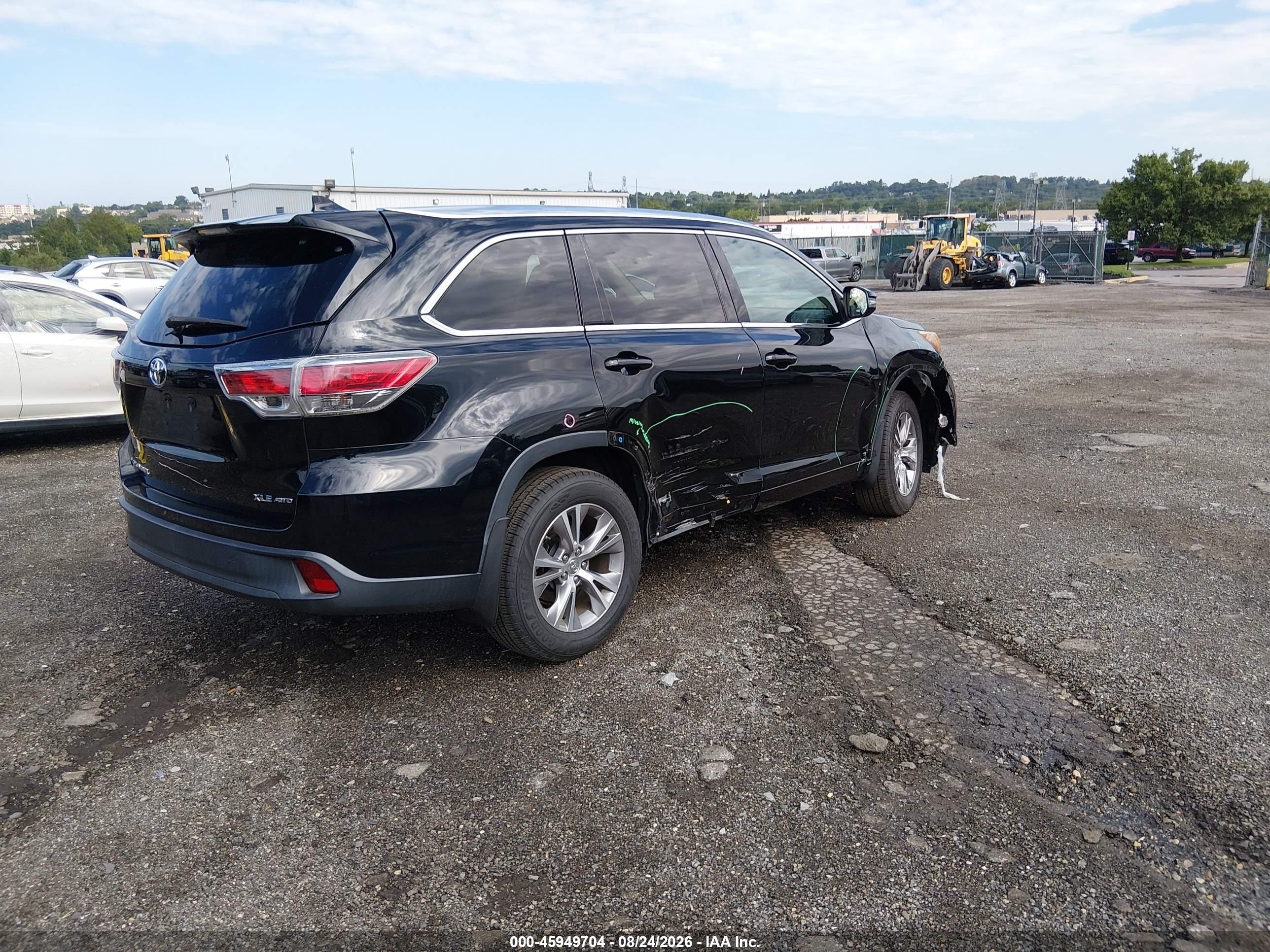 2015 Toyota Highlander Xle V6 Black vin: 5TDJKRFH8FS186151
