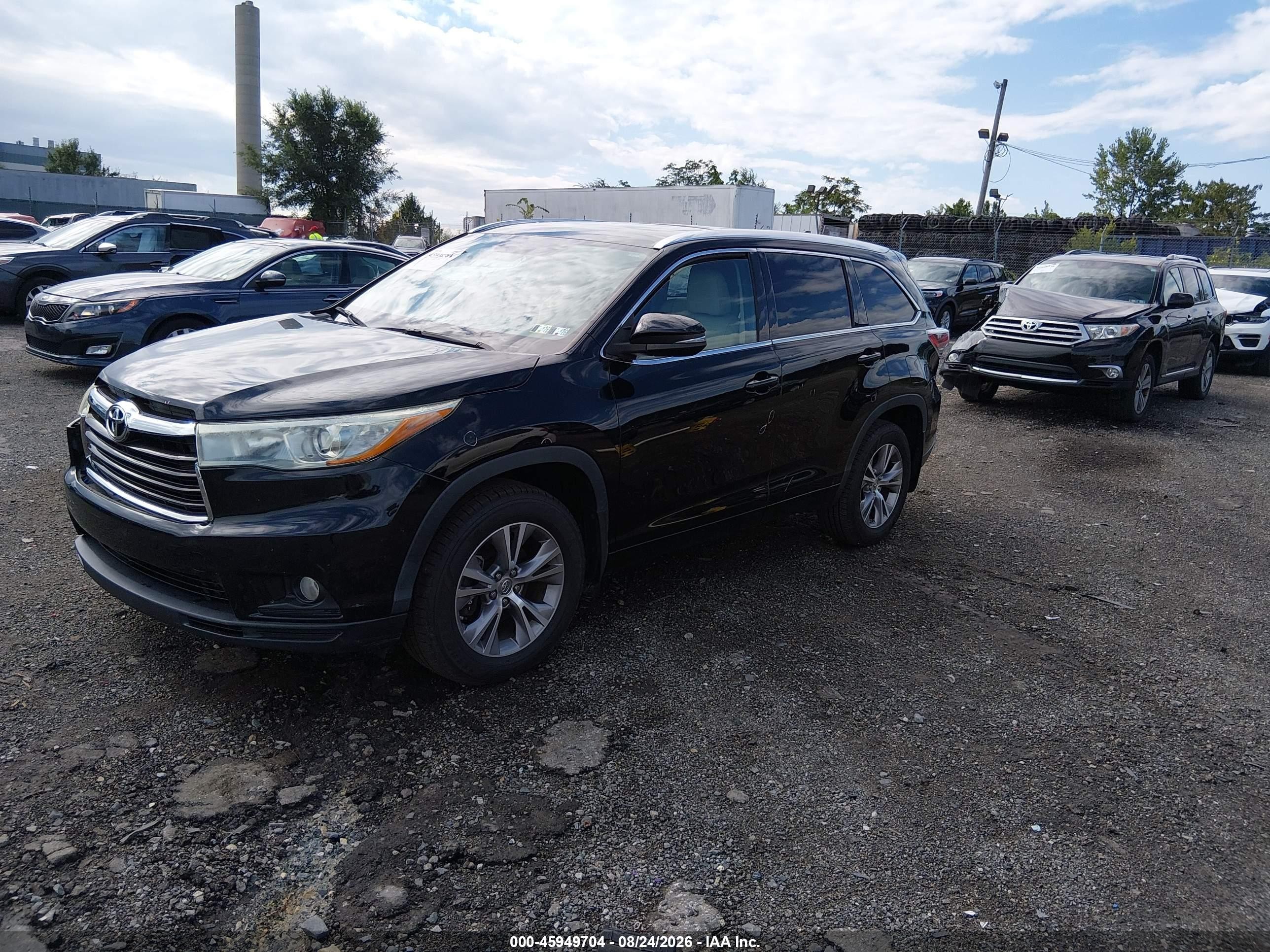2015 Toyota Highlander Xle V6 Black vin: 5TDJKRFH8FS186151