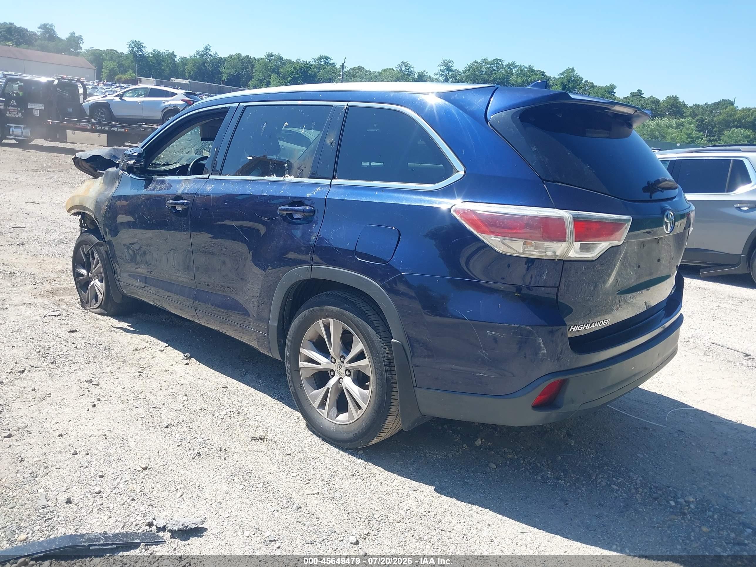2015 Toyota Highlander Xle V6 Blue vin: 5TDJKRFH9FS073230