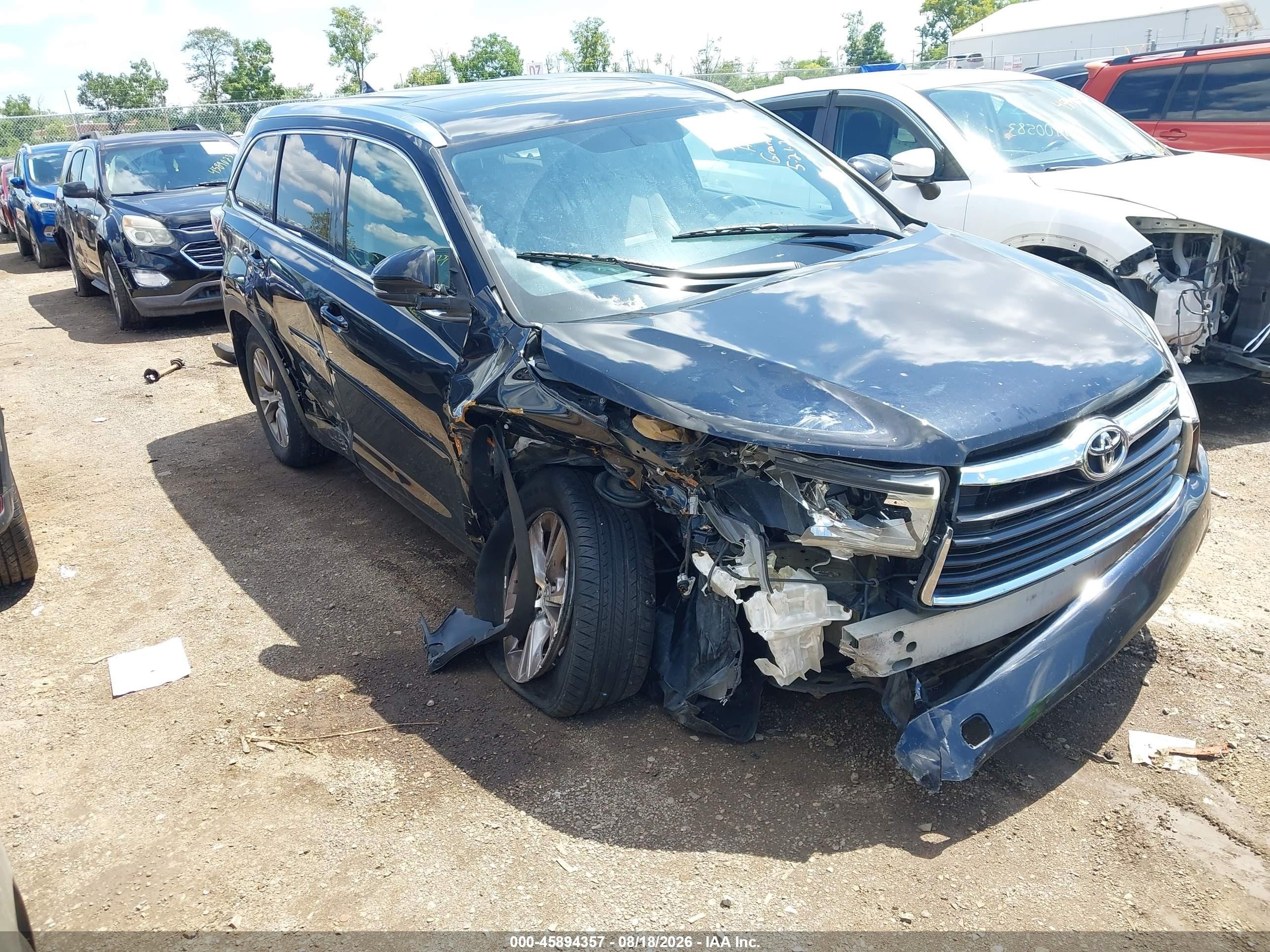 2015 Toyota Highlander Xle V6 Черный vin: 5TDJKRFH9FS078038