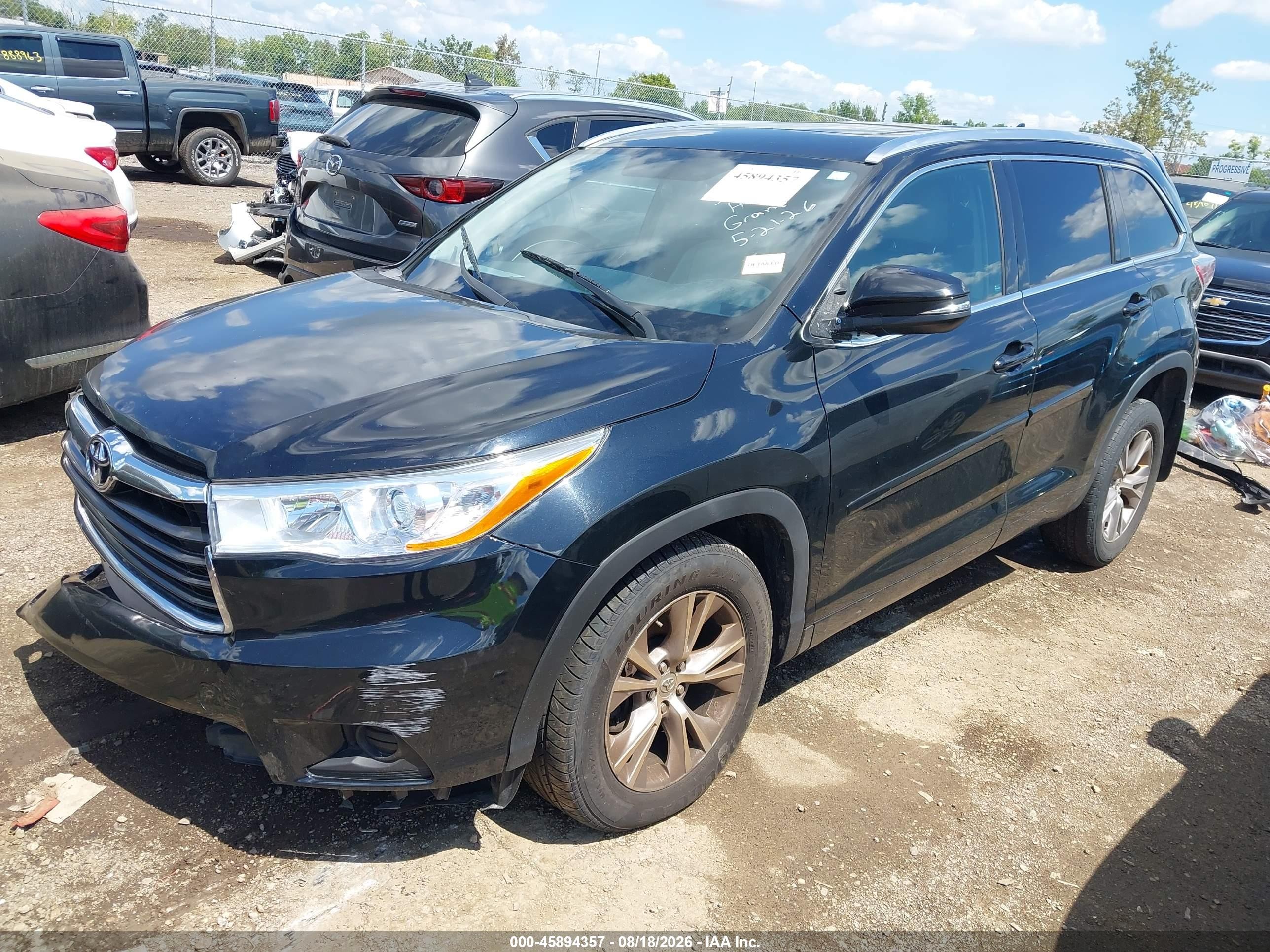 2015 Toyota Highlander Xle V6 Black vin: 5TDJKRFH9FS078038