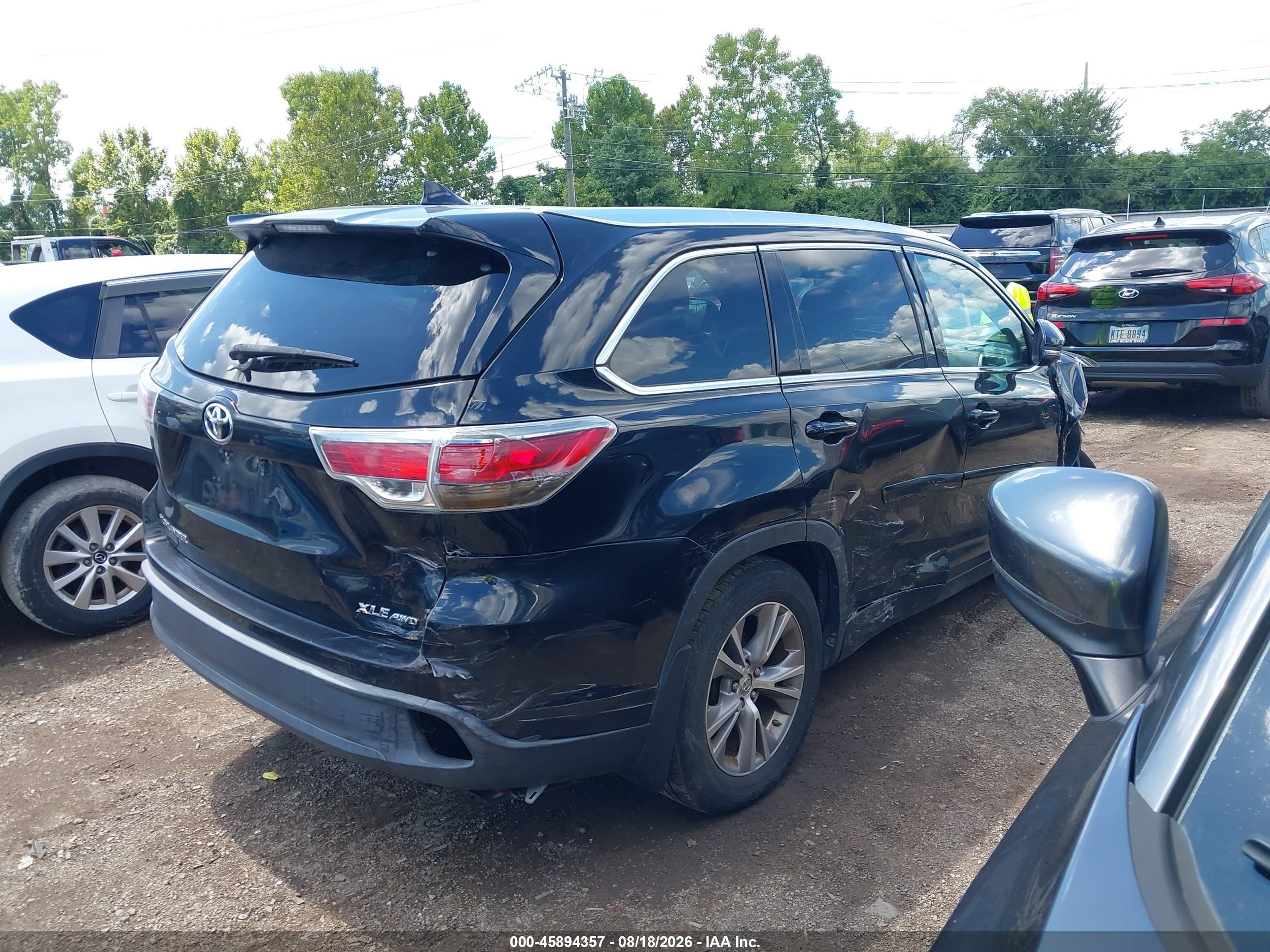 2015 Toyota Highlander Xle V6 Black vin: 5TDJKRFH9FS078038