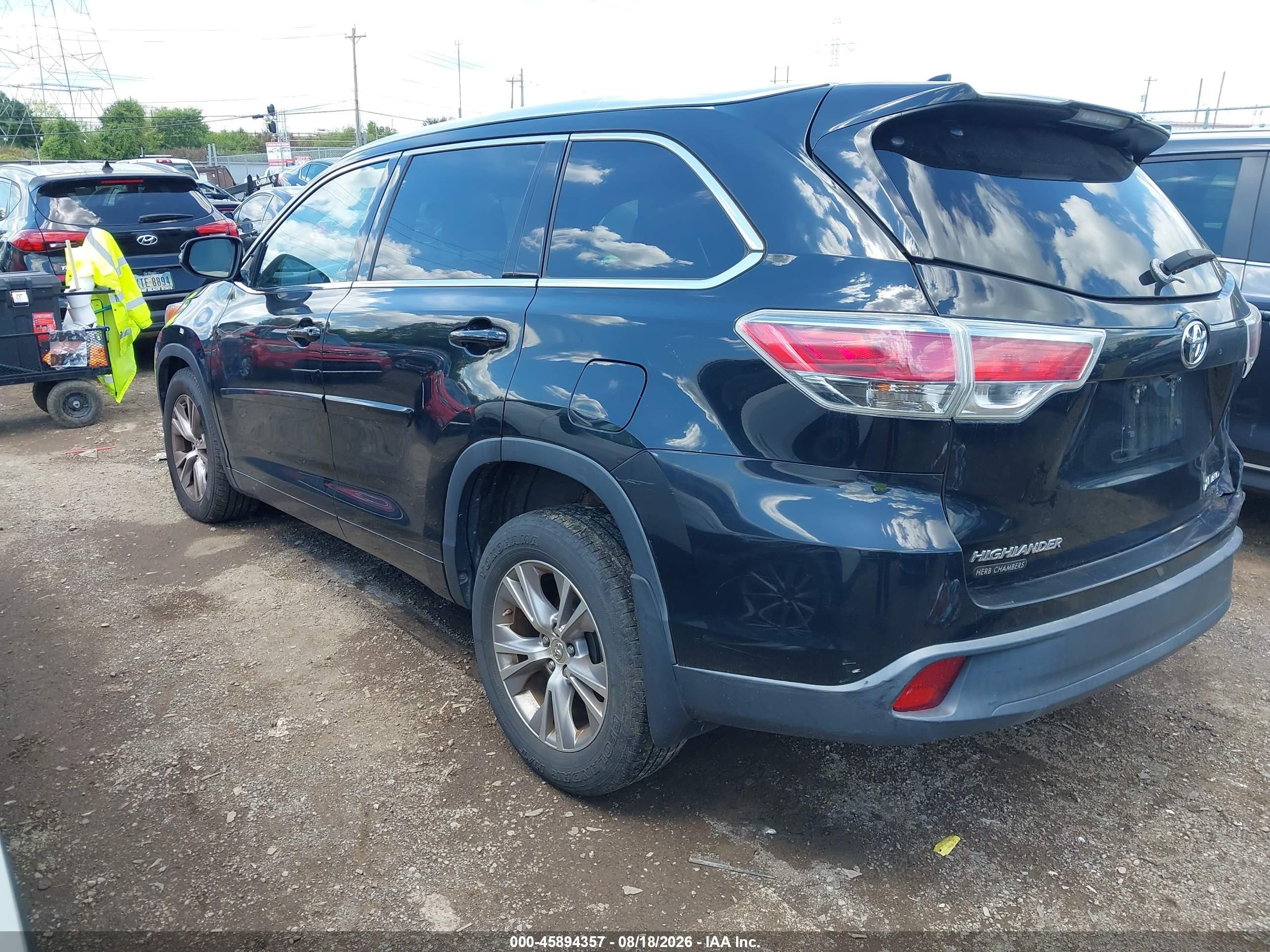 2015 Toyota Highlander Xle V6 Black vin: 5TDJKRFH9FS078038