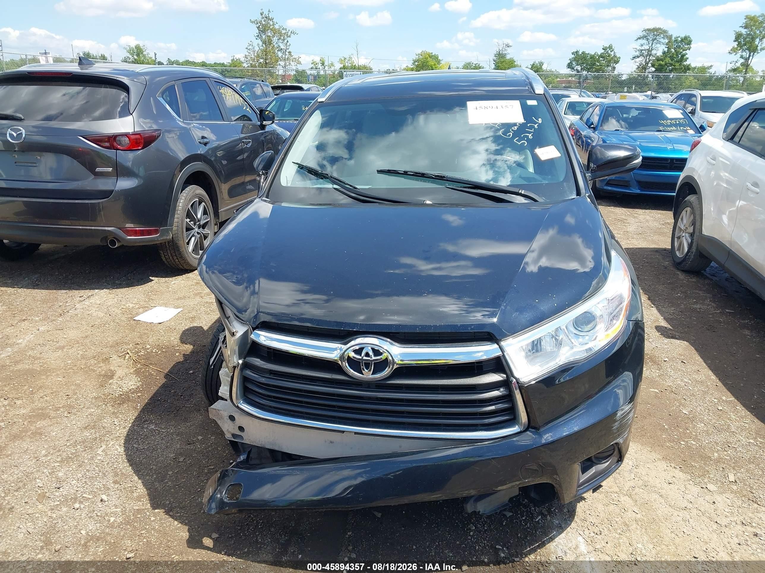 2015 Toyota Highlander Xle V6 Black vin: 5TDJKRFH9FS078038