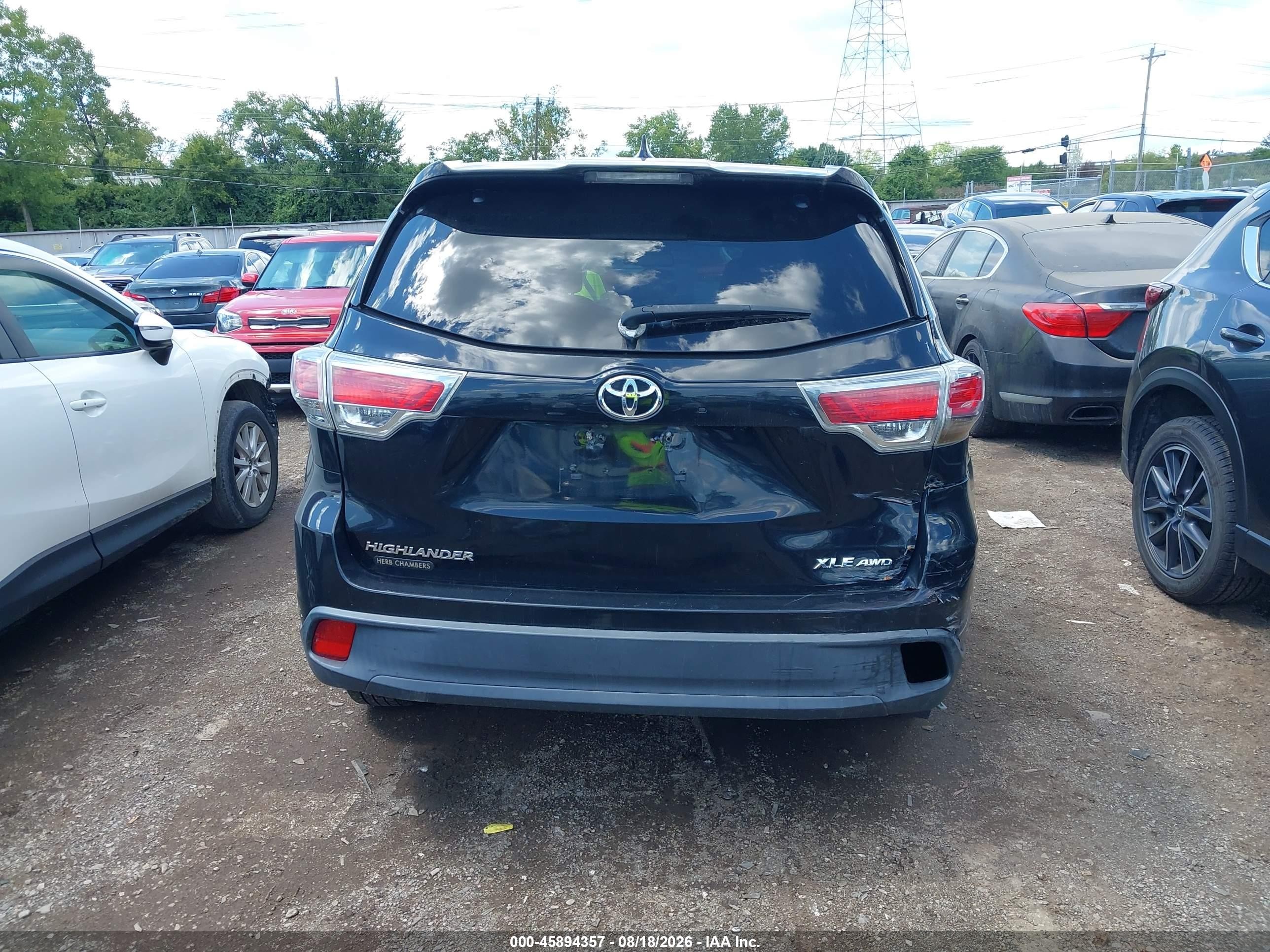 2015 Toyota Highlander Xle V6 Black vin: 5TDJKRFH9FS078038