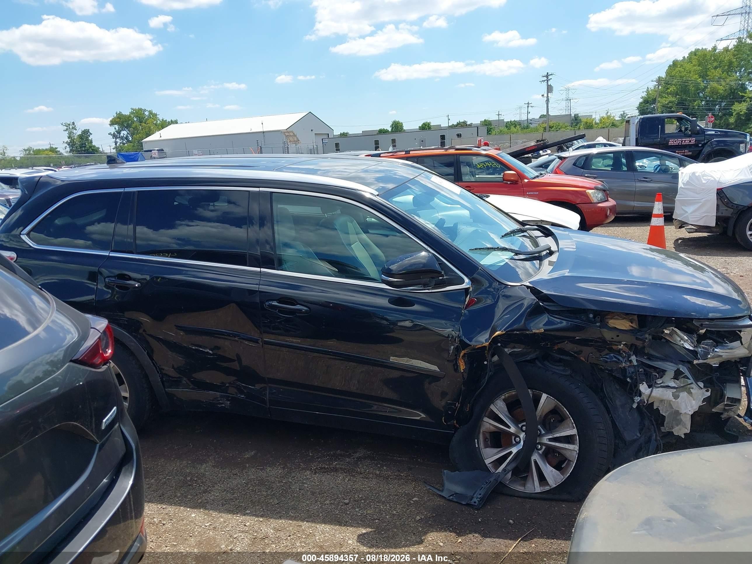 2015 Toyota Highlander Xle V6 Black vin: 5TDJKRFH9FS078038