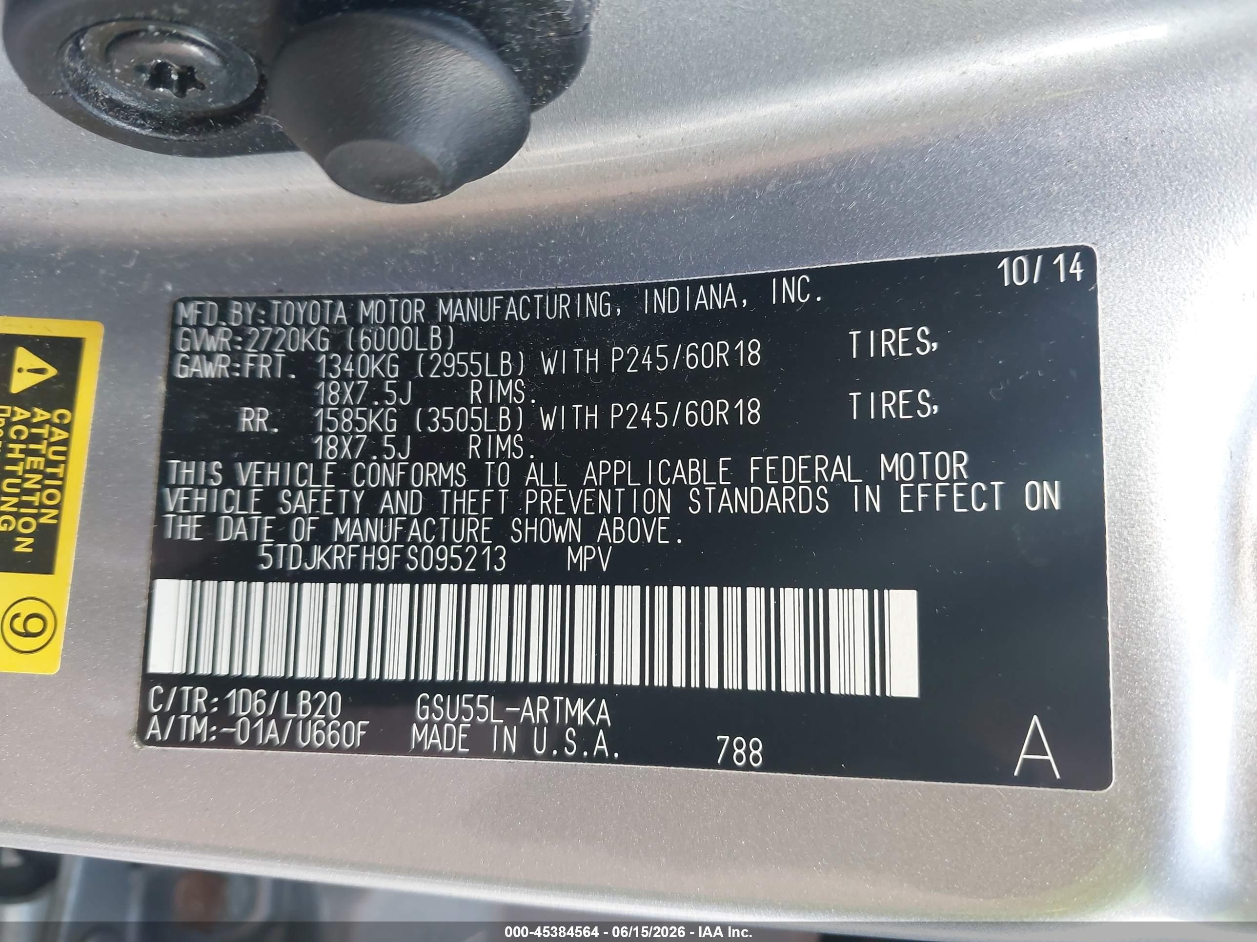 2015 Toyota Highlander Xle V6 Silver vin: 5TDJKRFH9FS095213