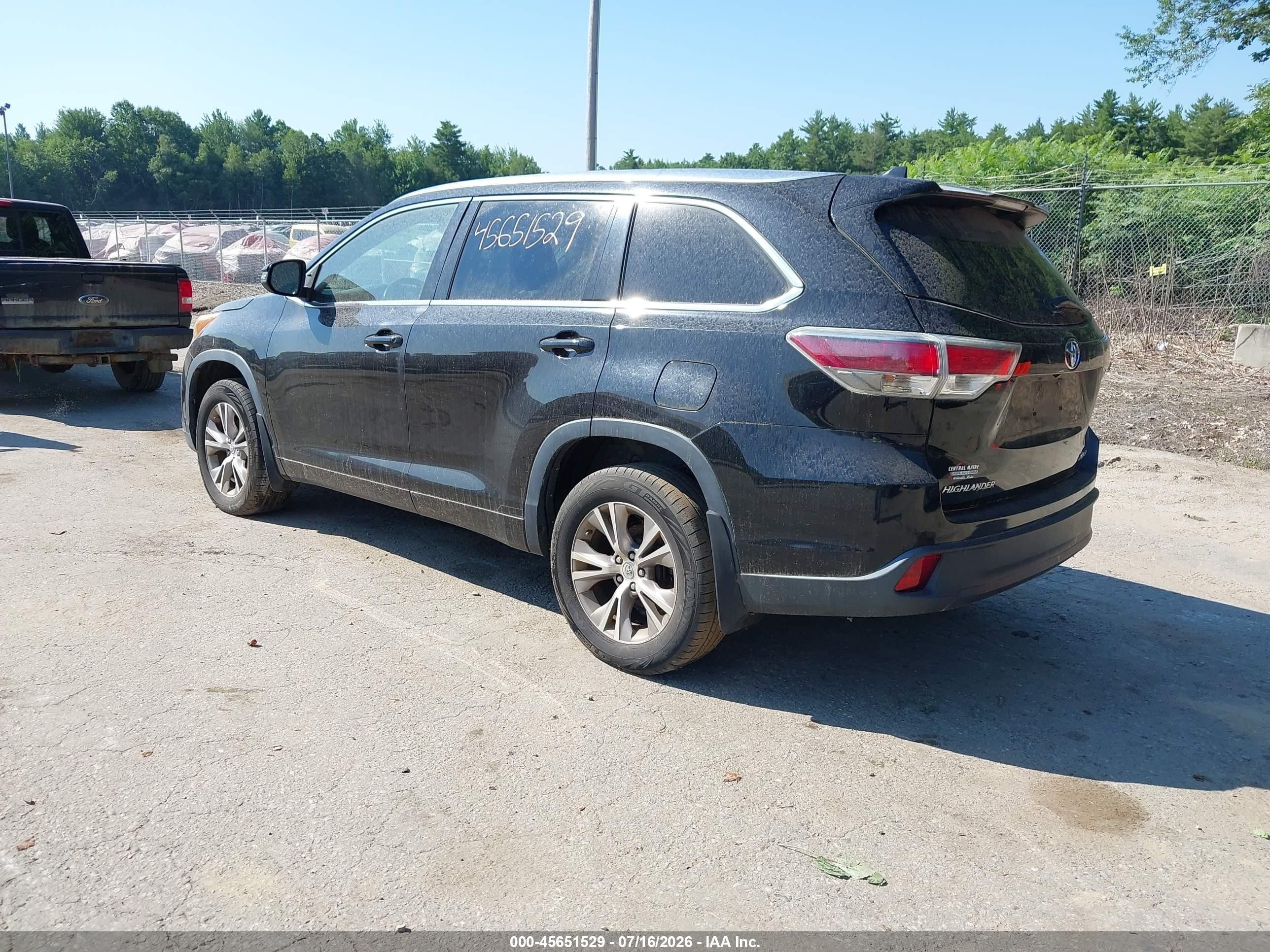 2015 Toyota Highlander Xle V6 Black vin: 5TDJKRFH9FS101754
