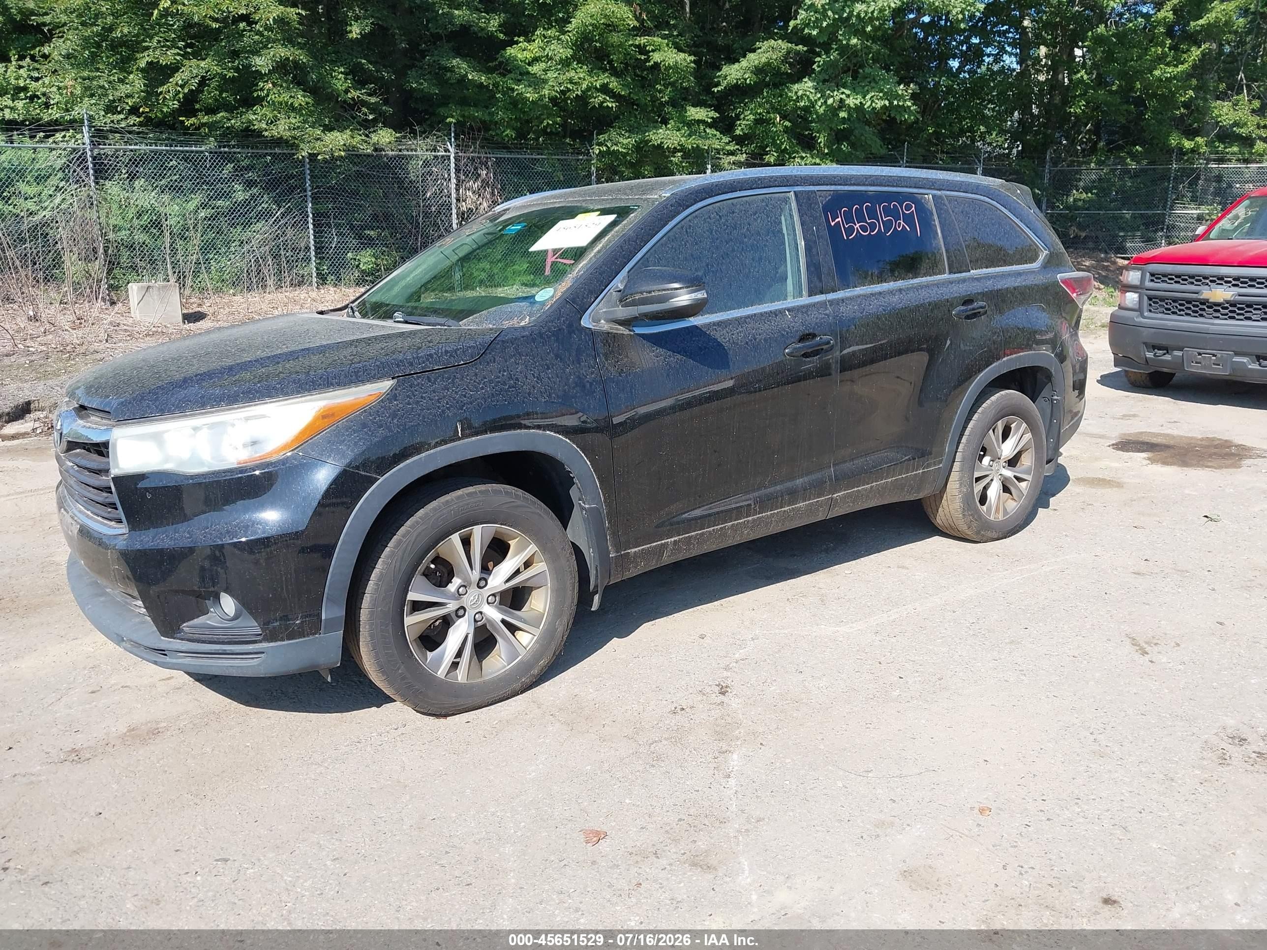 2015 Toyota Highlander Xle V6 Black vin: 5TDJKRFH9FS101754
