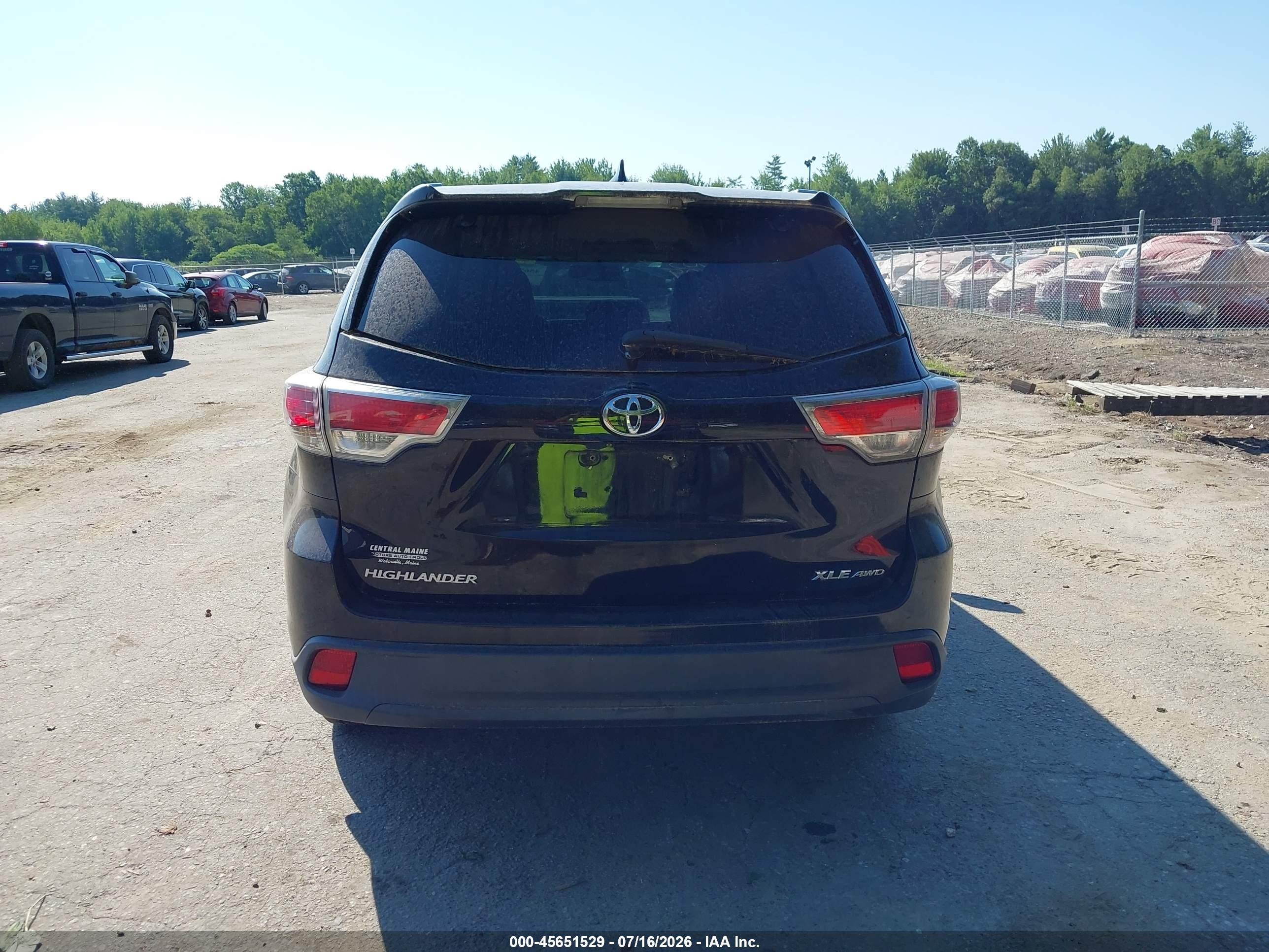 2015 Toyota Highlander Xle V6 Black vin: 5TDJKRFH9FS101754