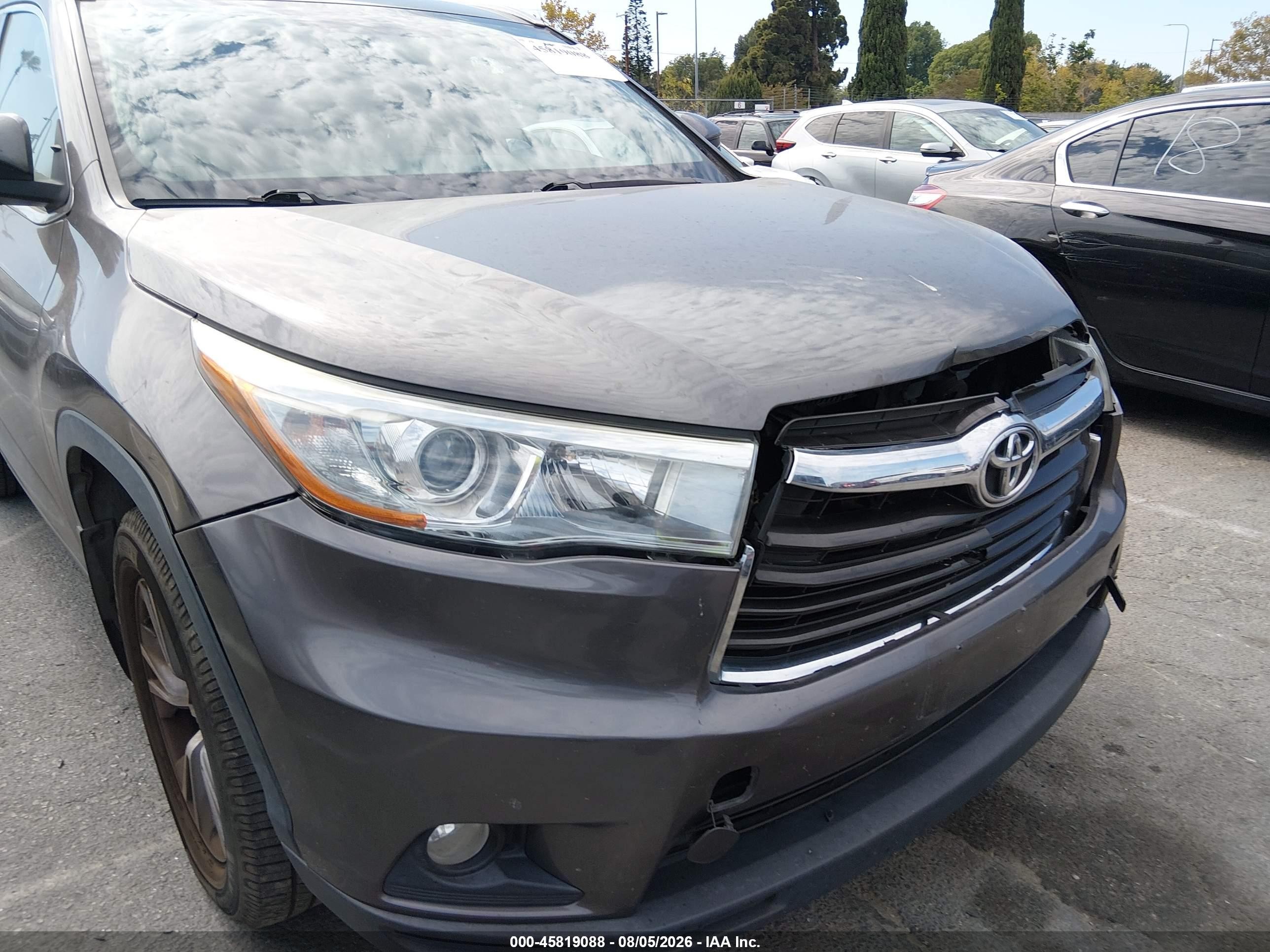 2015 Toyota Highlander Xle V6 Gray vin: 5TDJKRFH9FS163719