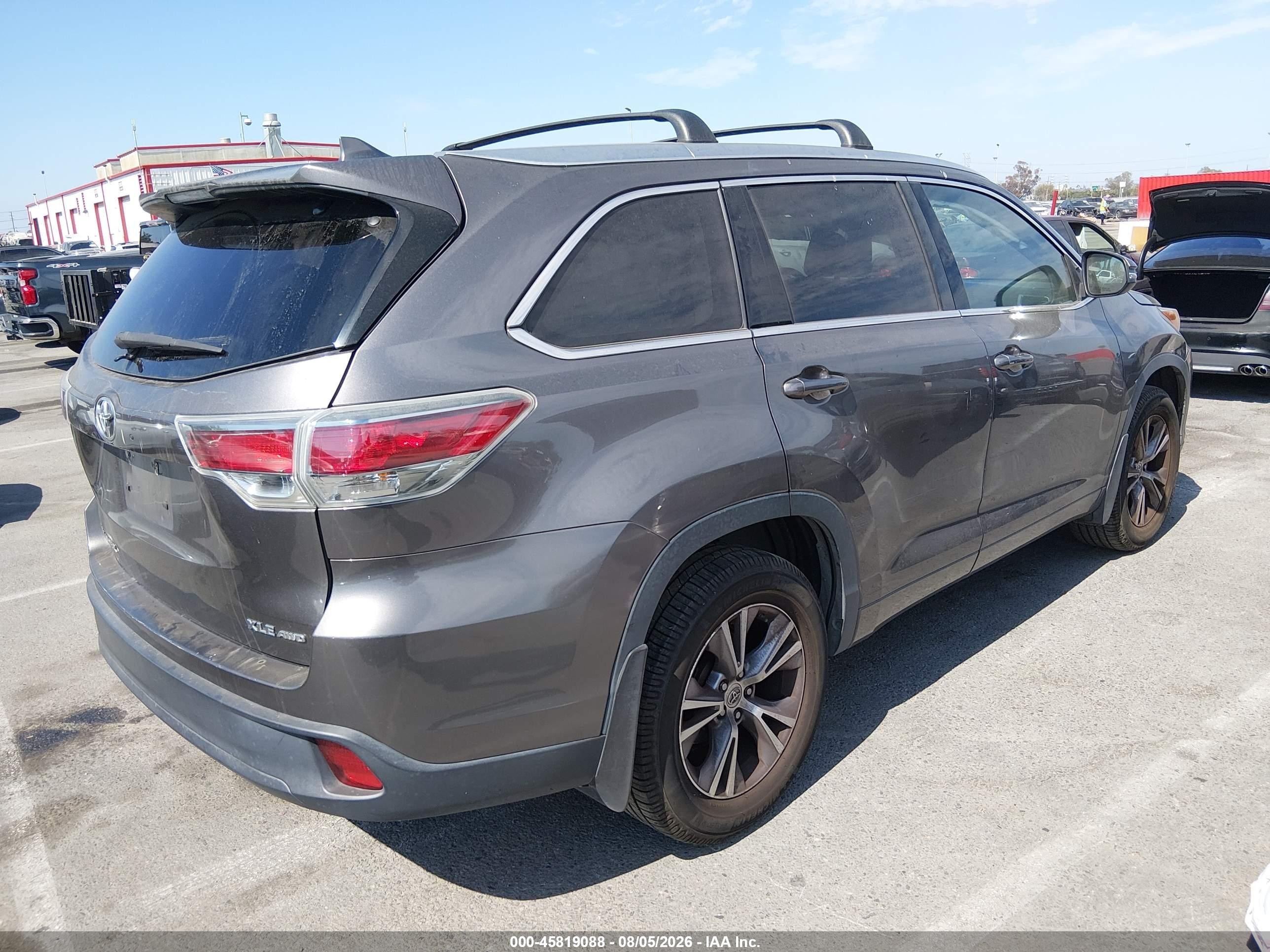 2015 Toyota Highlander Xle V6 Gray vin: 5TDJKRFH9FS163719
