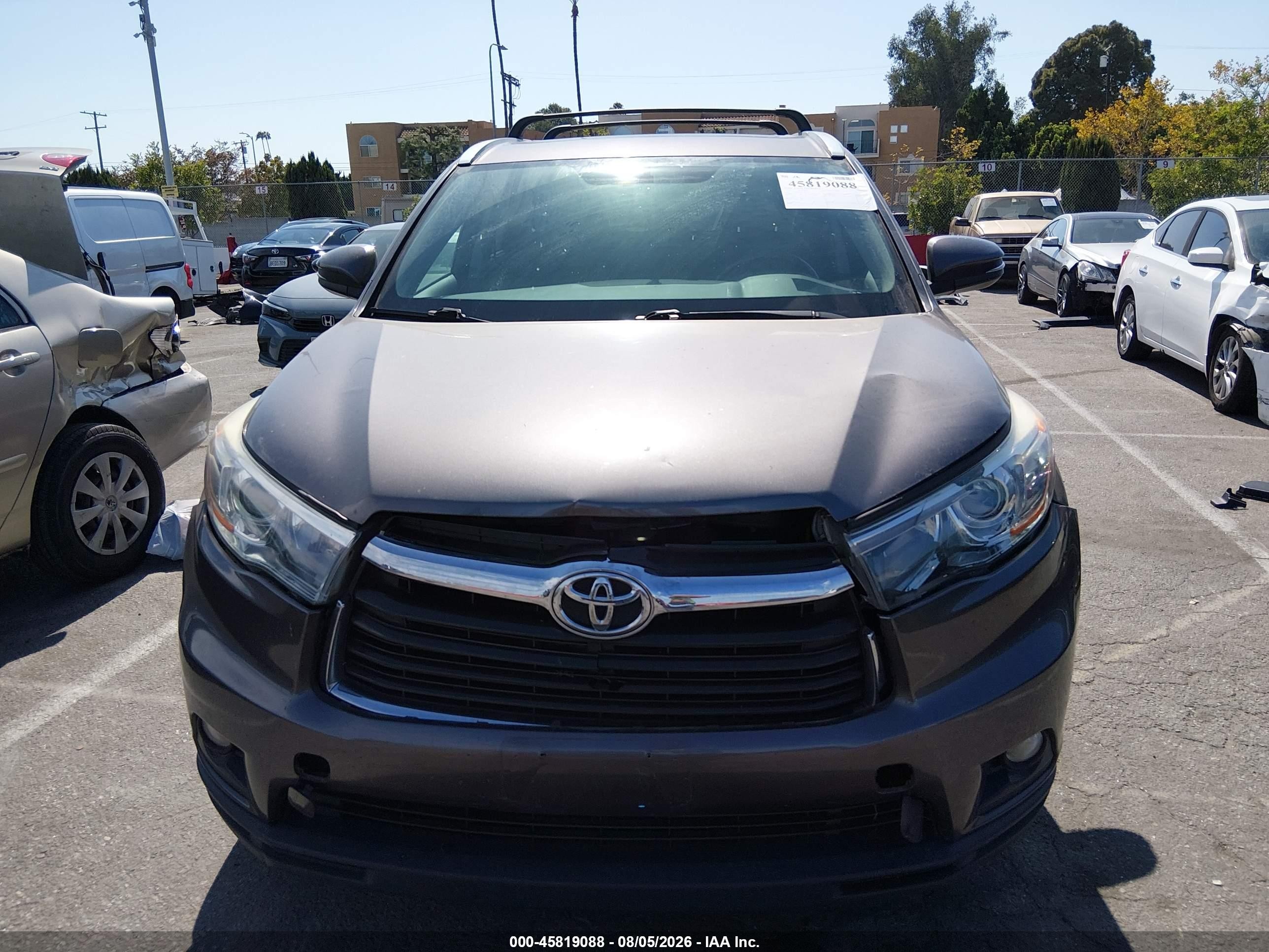2015 Toyota Highlander Xle V6 Gray vin: 5TDJKRFH9FS163719