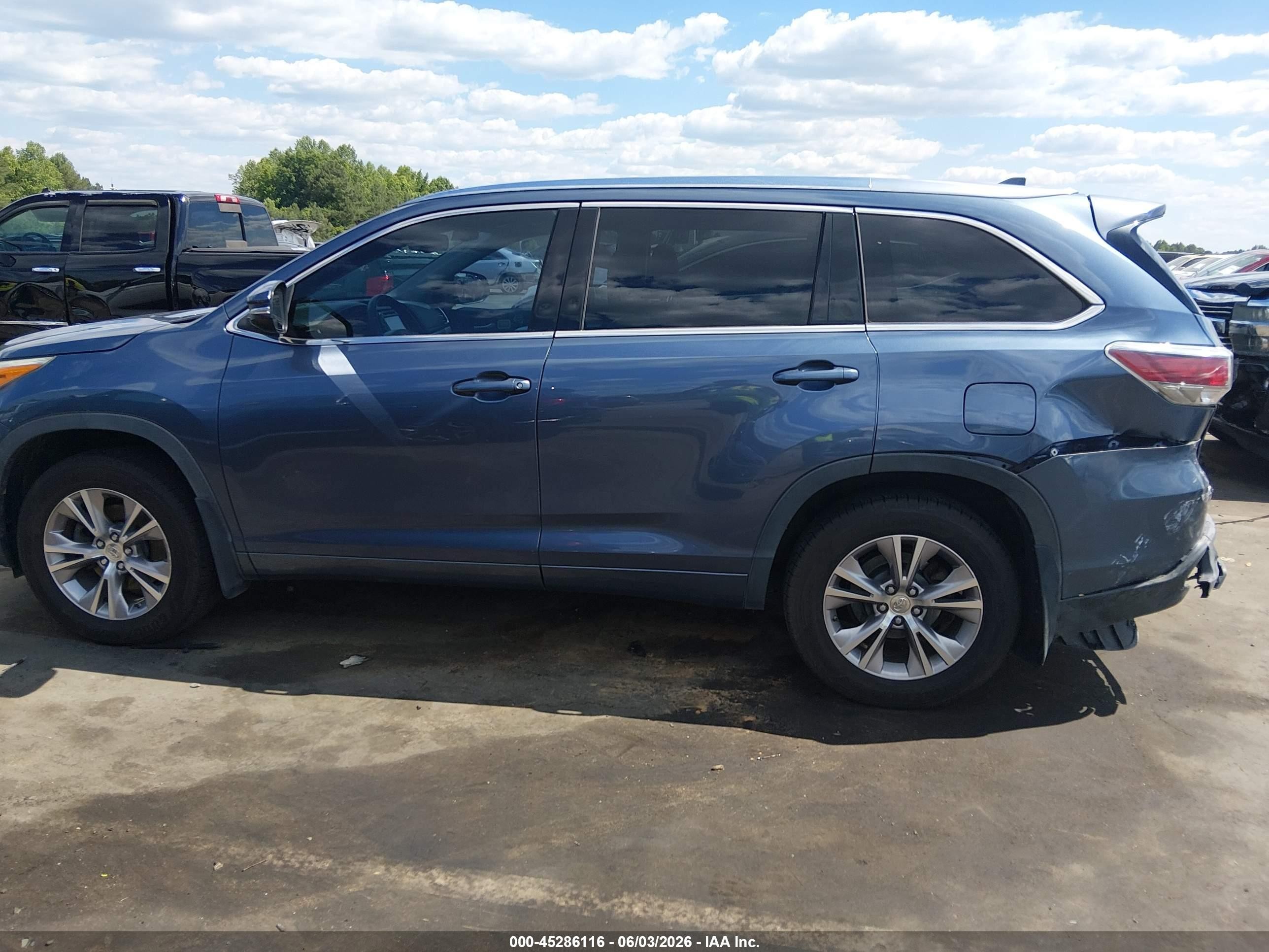 2015 Toyota Highlander Xle V6 Light Blue vin: 5TDJKRFH9FS176633