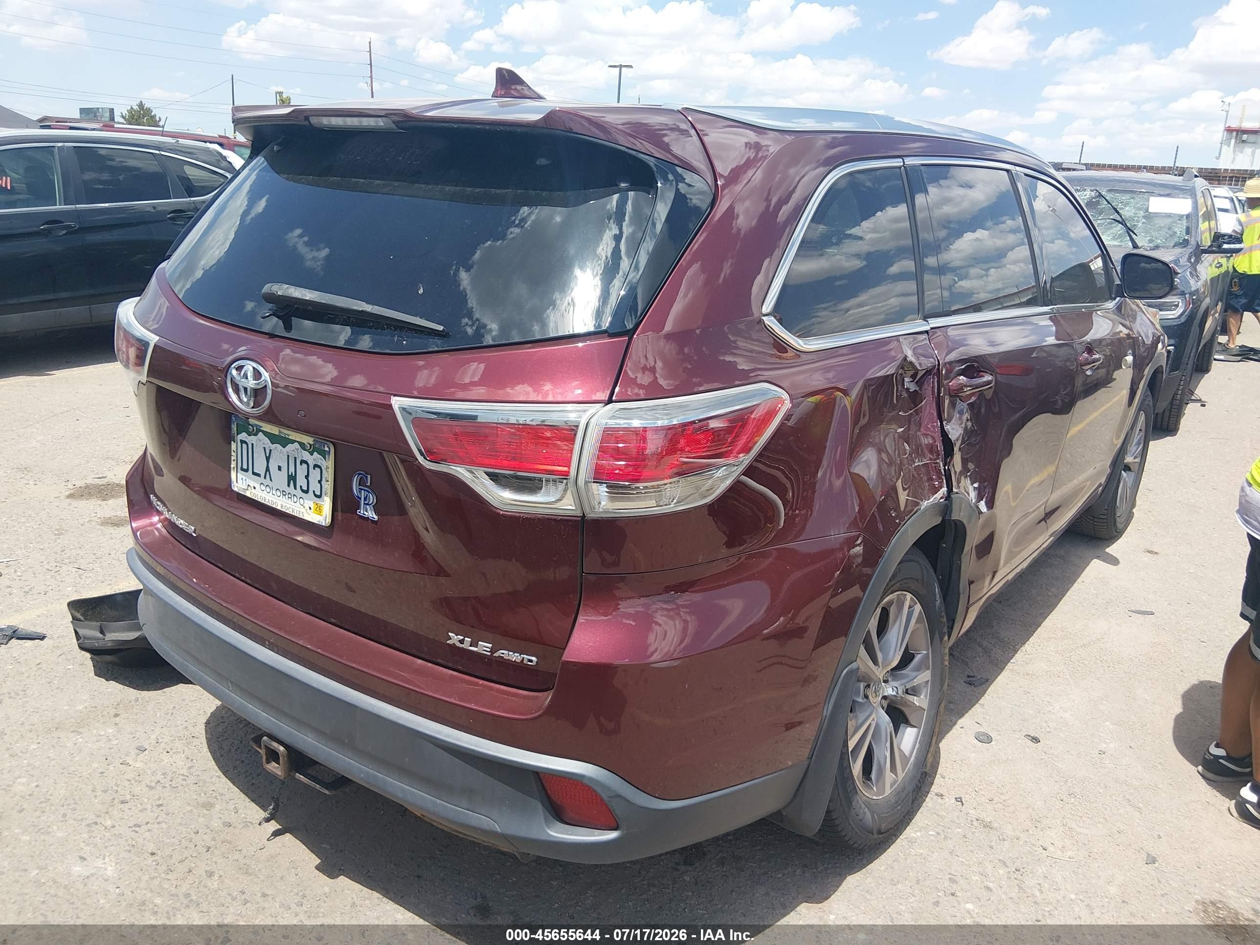 2014 Toyota Highlander Xle V6 Red vin: 5TDJKRFHXES045595