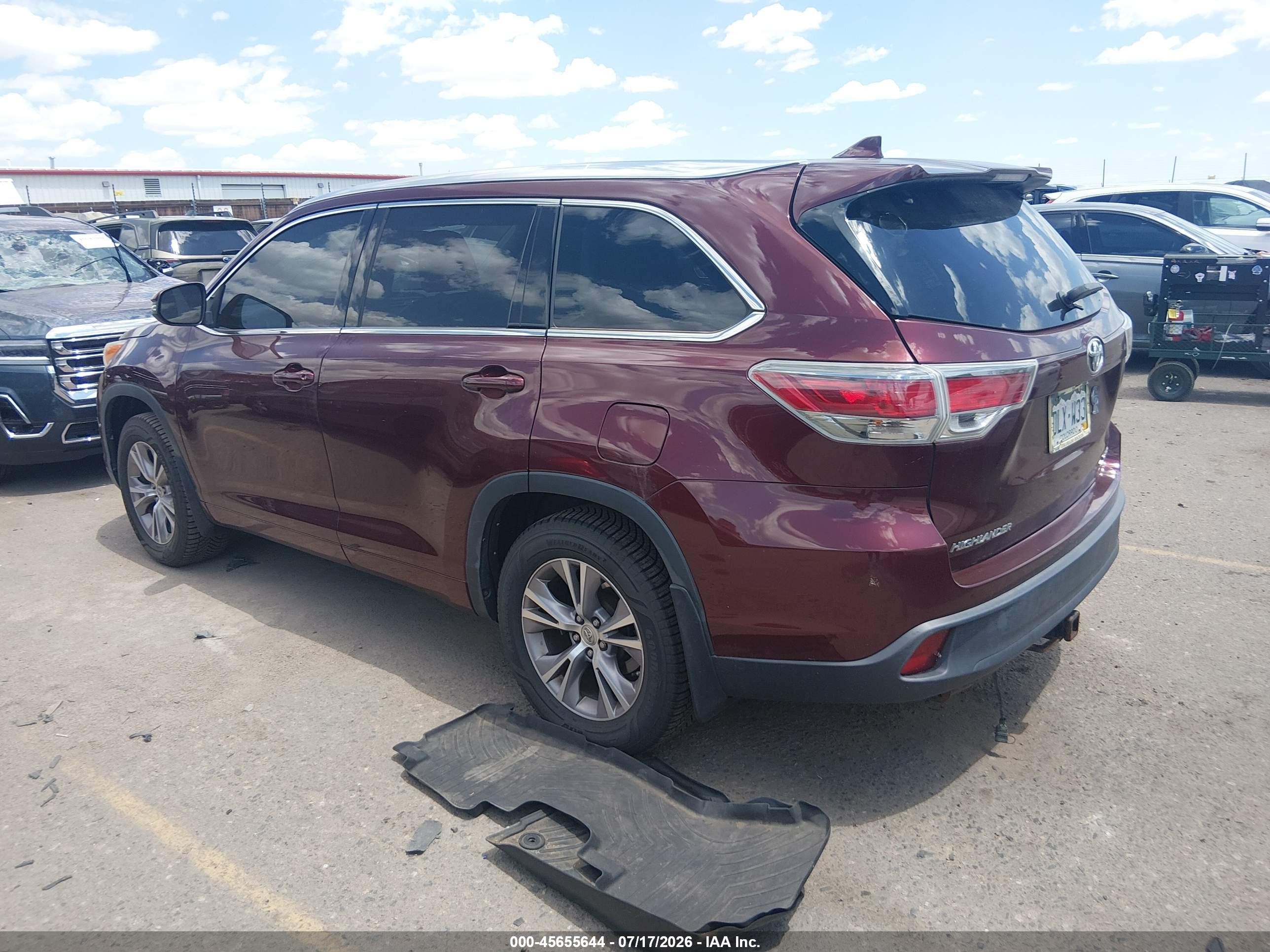 2014 Toyota Highlander Xle V6 Red vin: 5TDJKRFHXES045595