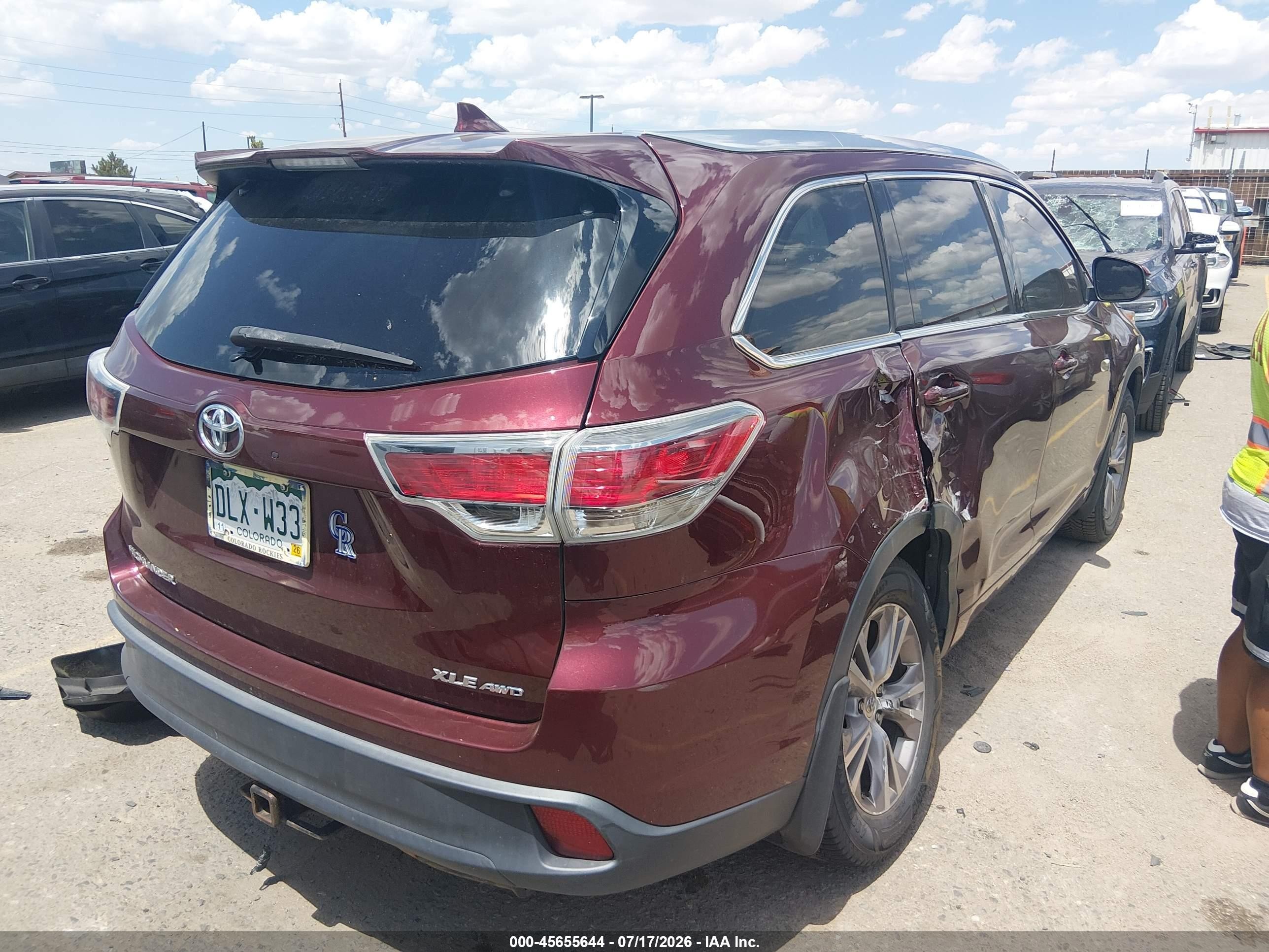 2014 Toyota Highlander Xle V6 Red vin: 5TDJKRFHXES045595