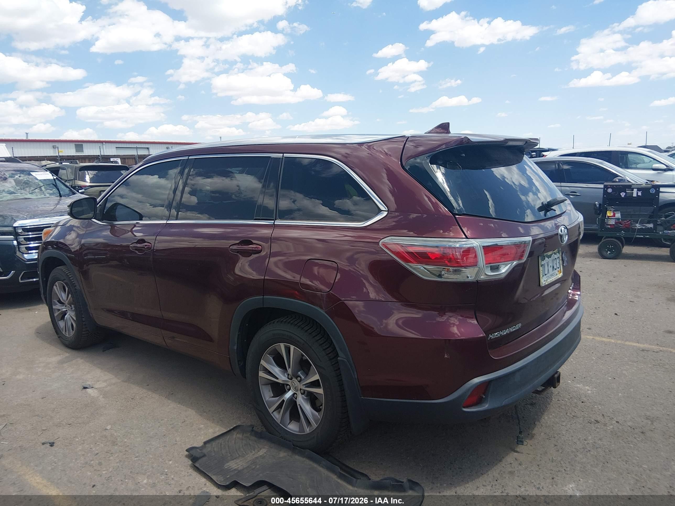 2014 Toyota Highlander Xle V6 Red vin: 5TDJKRFHXES045595