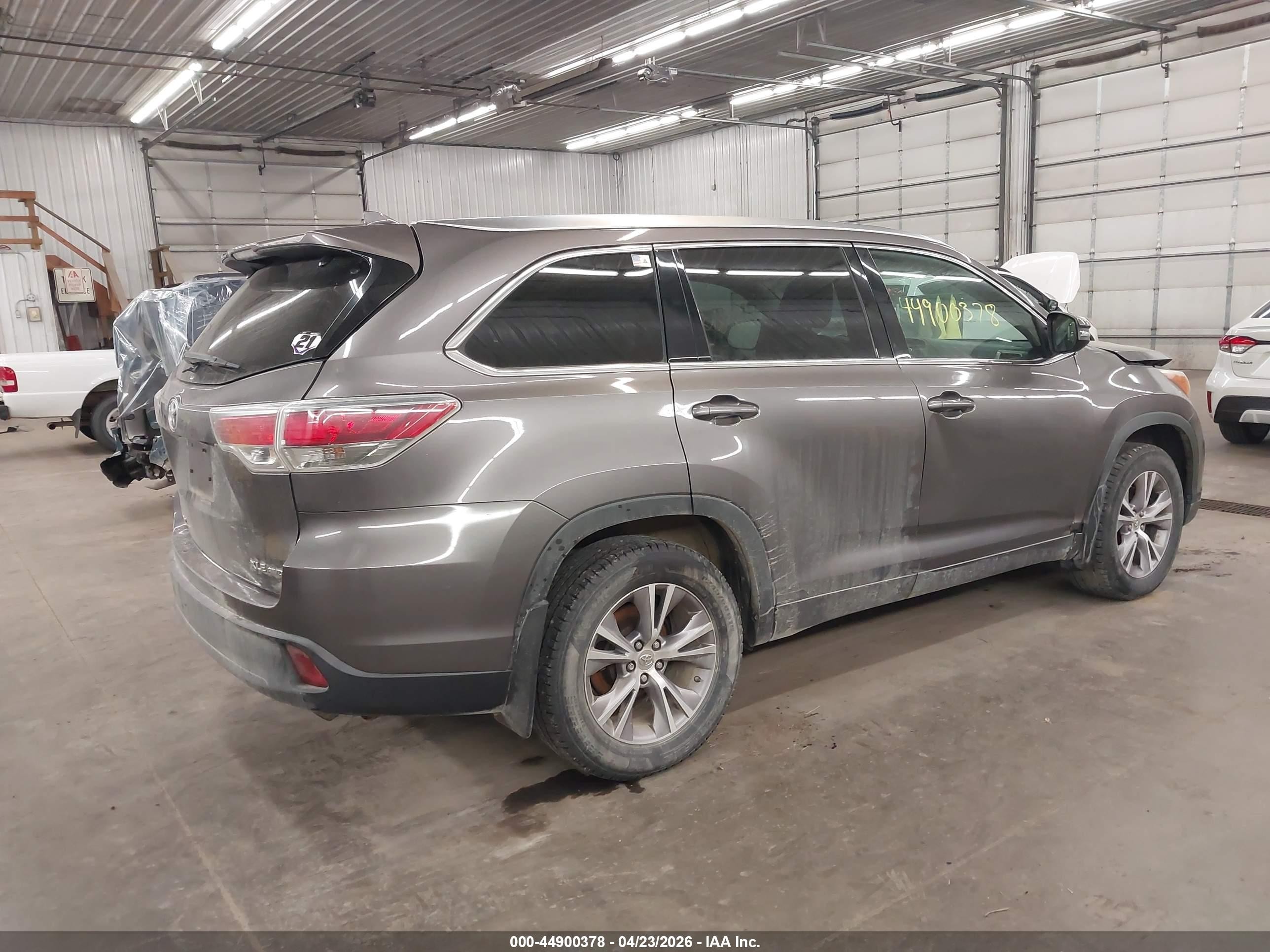 2015 Toyota Highlander Xle V6 Gray vin: 5TDJKRFHXFS085287