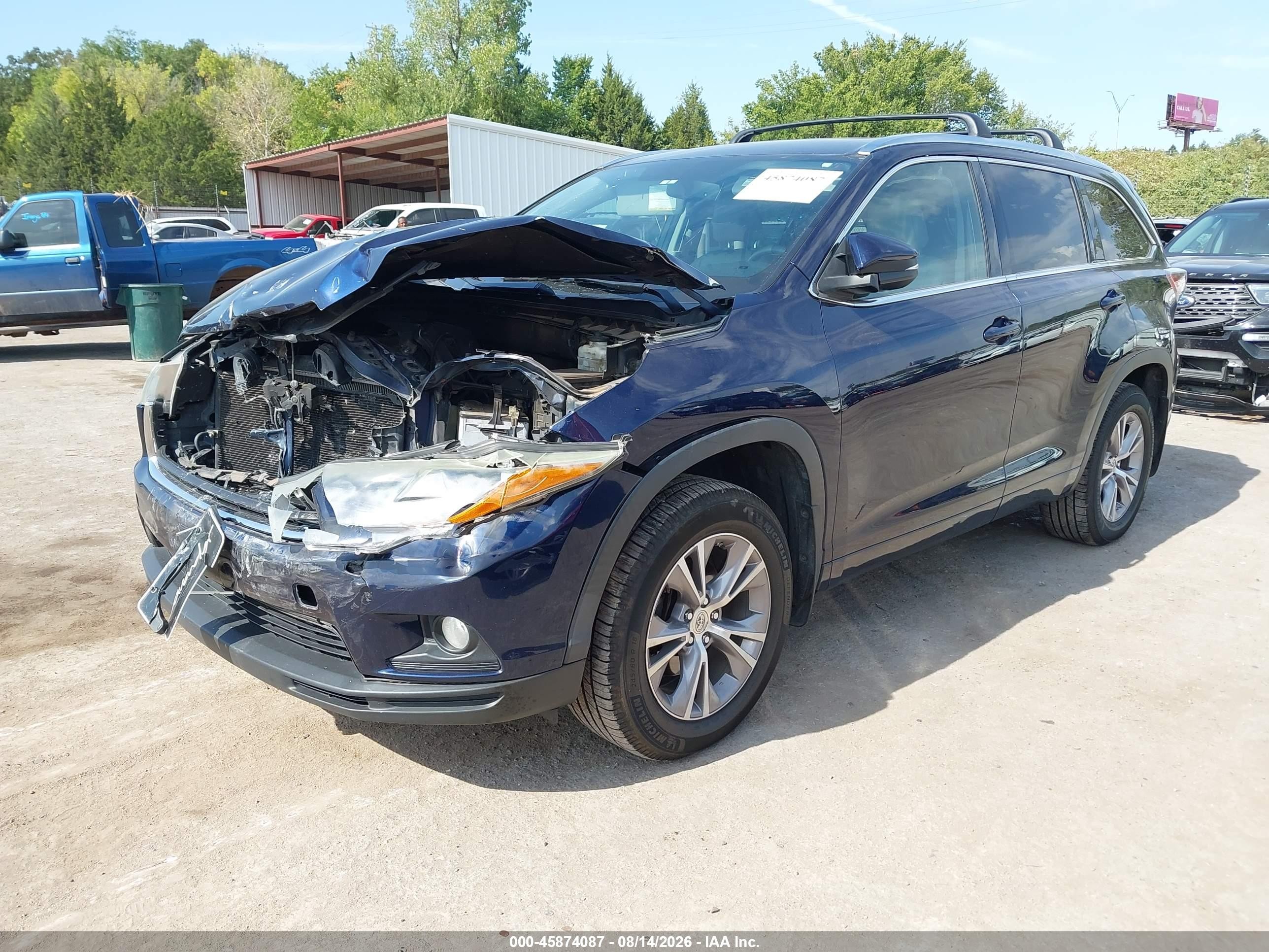 2015 Toyota Highlander Xle V6 Blue vin: 5TDJKRFHXFS129756