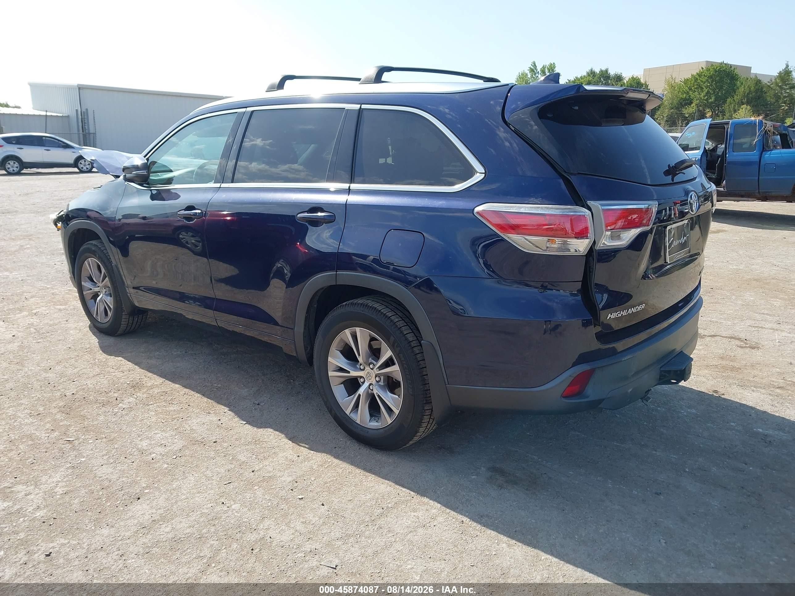 2015 Toyota Highlander Xle V6 Blue vin: 5TDJKRFHXFS129756
