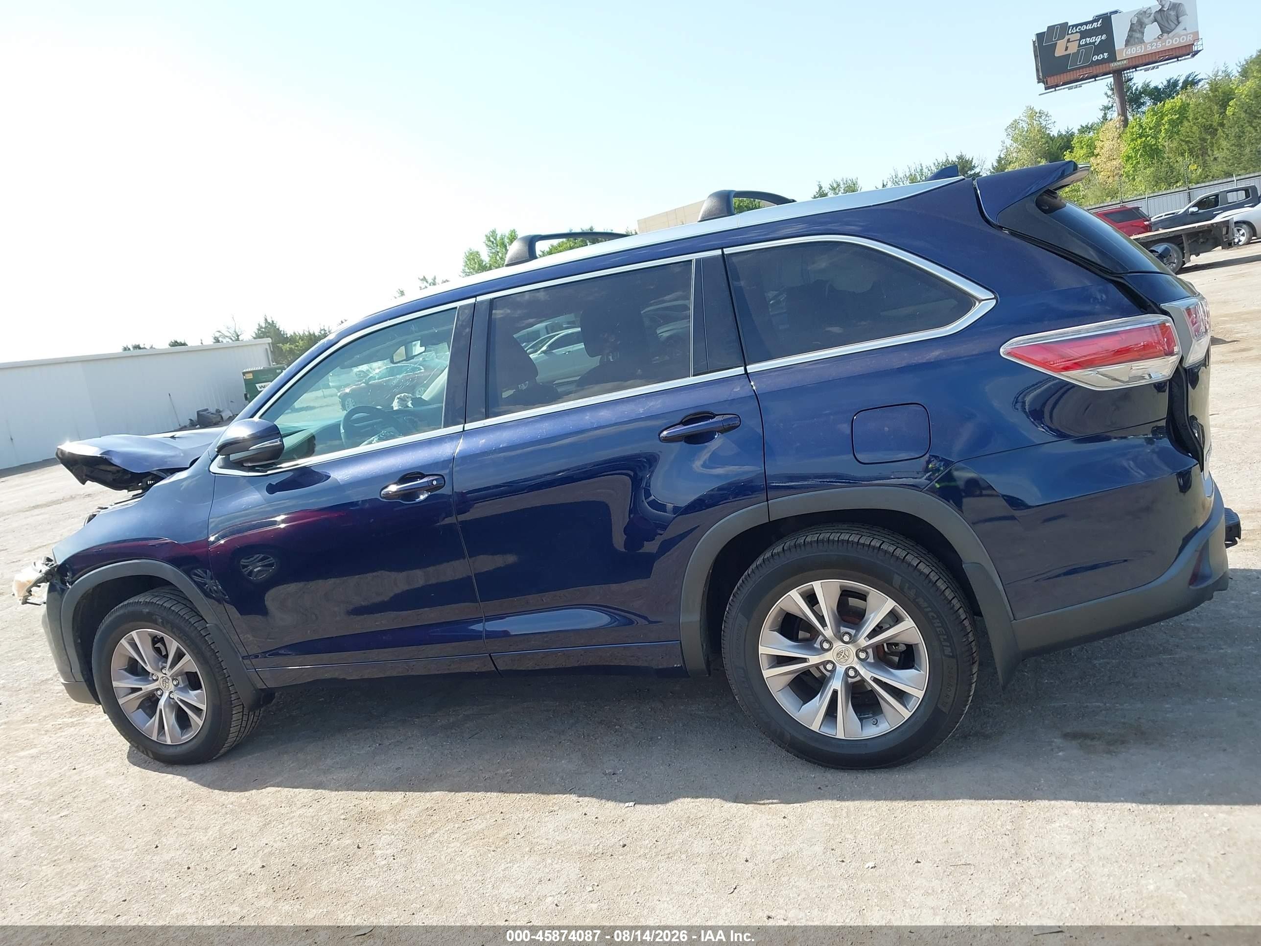 2015 Toyota Highlander Xle V6 Blue vin: 5TDJKRFHXFS129756
