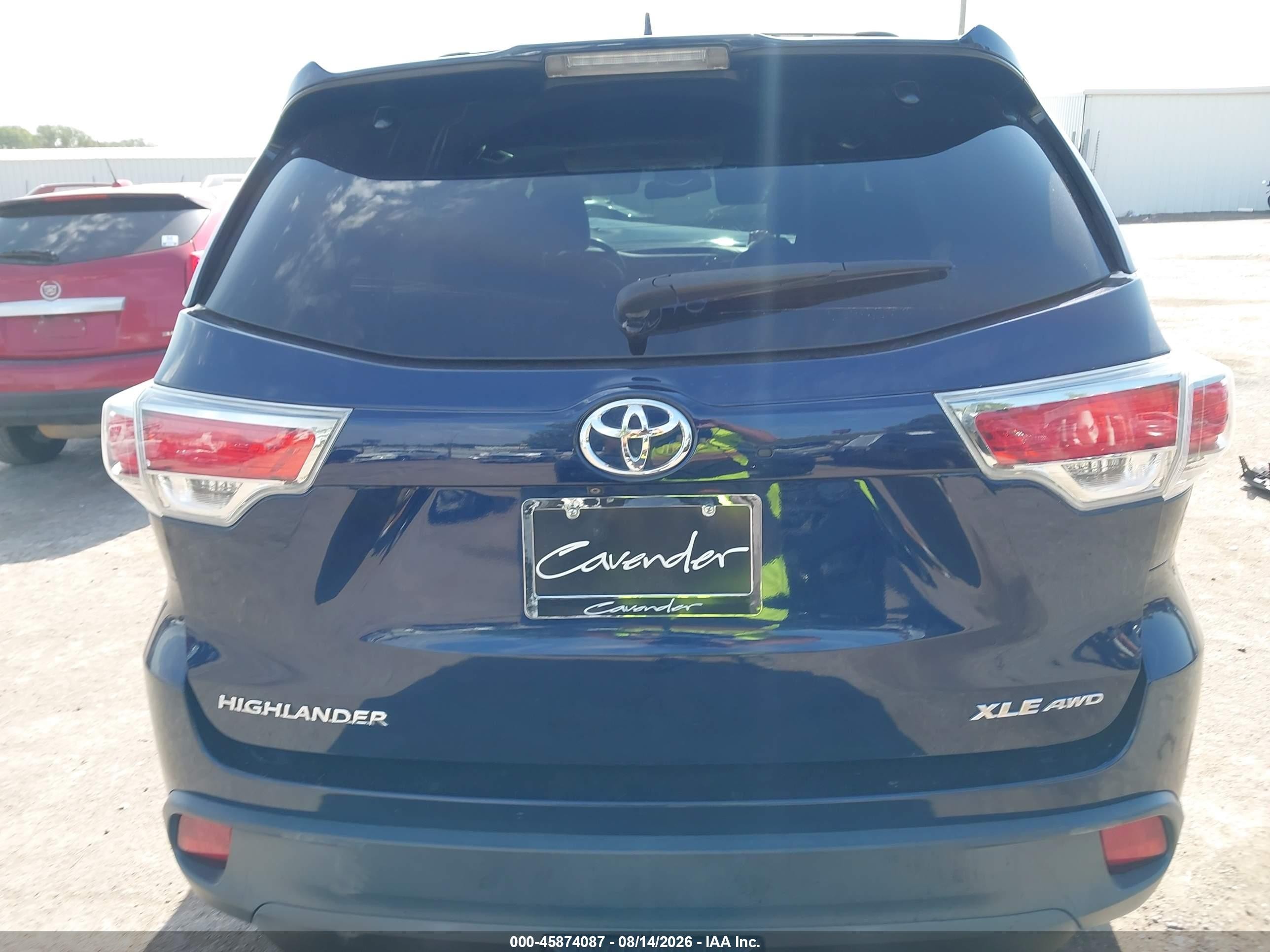 2015 Toyota Highlander Xle V6 Blue vin: 5TDJKRFHXFS129756