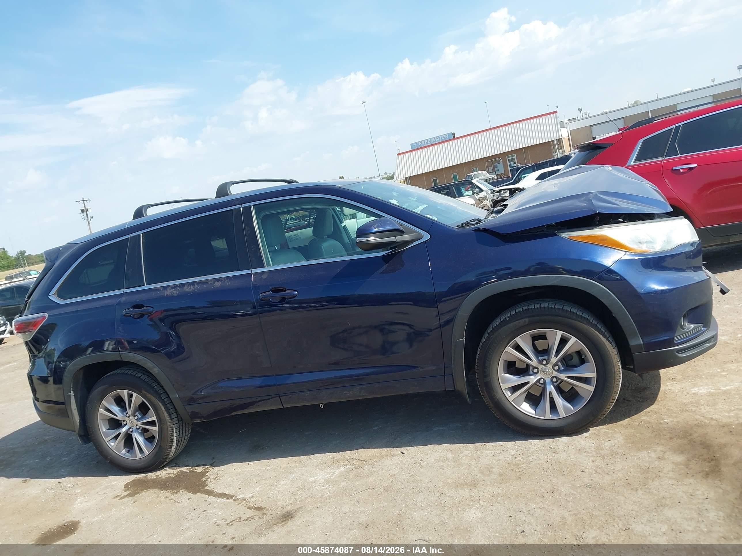 2015 Toyota Highlander Xle V6 Blue vin: 5TDJKRFHXFS129756