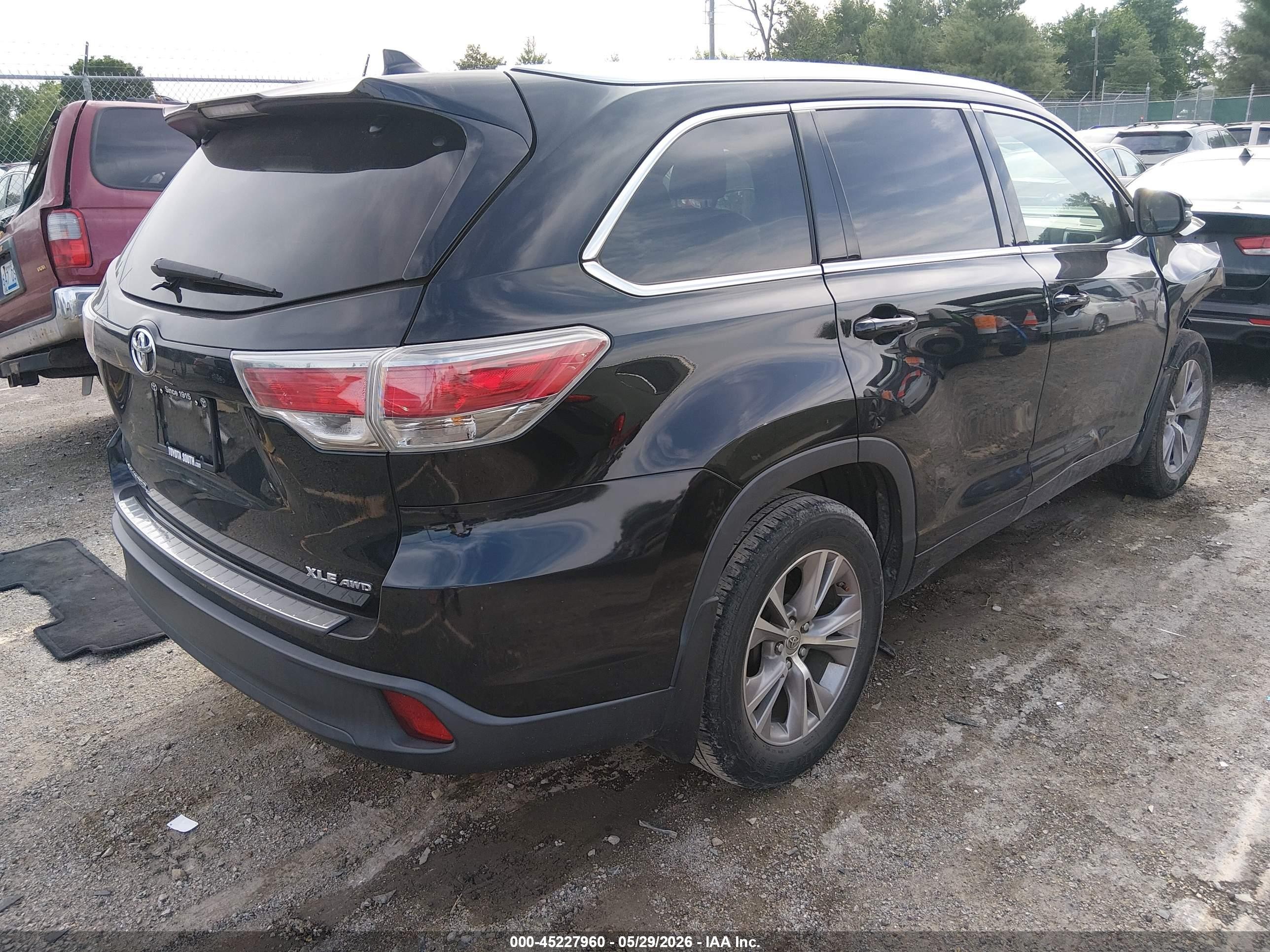 2015 Toyota Highlander Xle V6 Black vin: 5TDJKRFHXFS150140