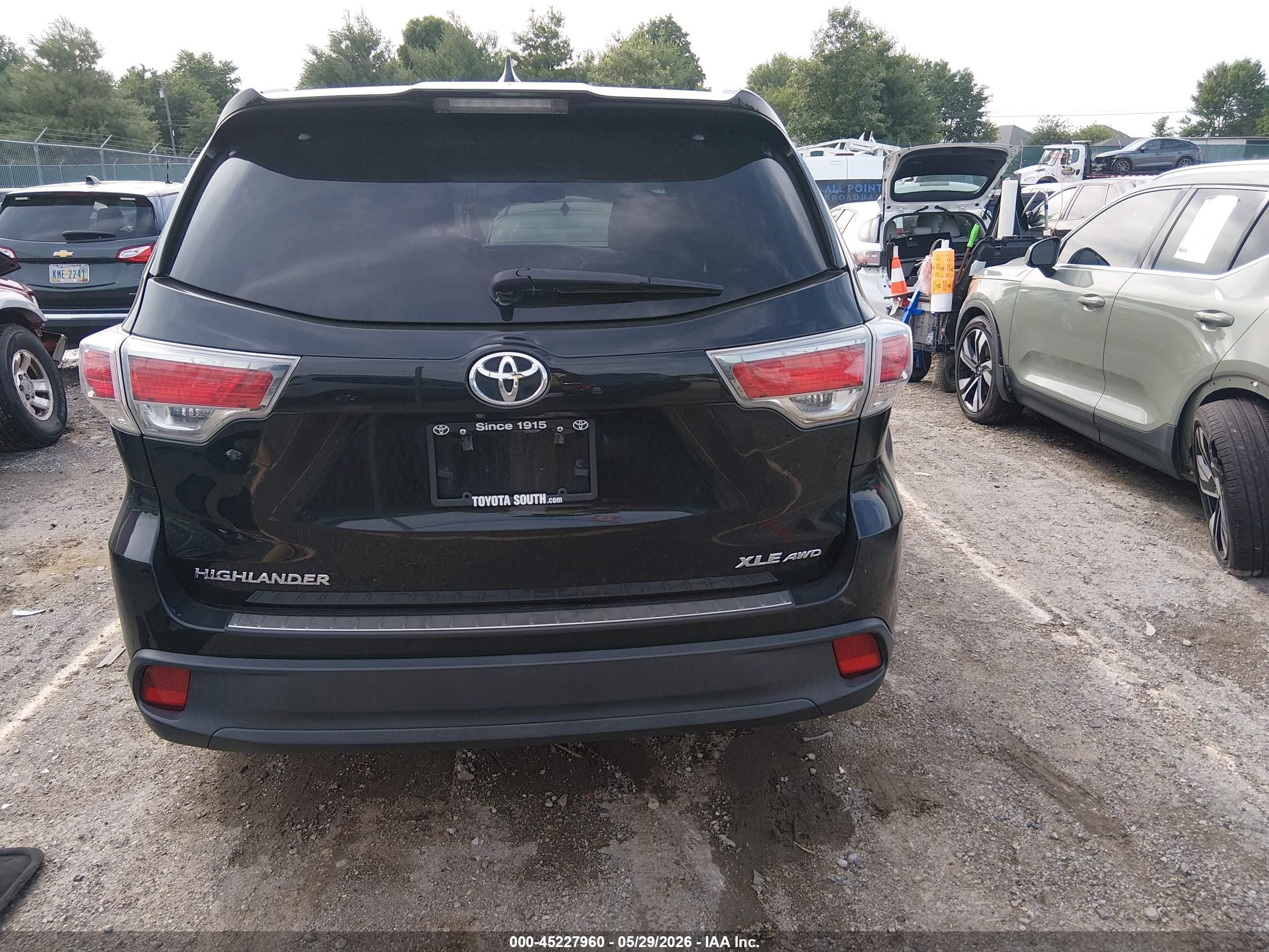 2015 Toyota Highlander Xle V6 Black vin: 5TDJKRFHXFS150140