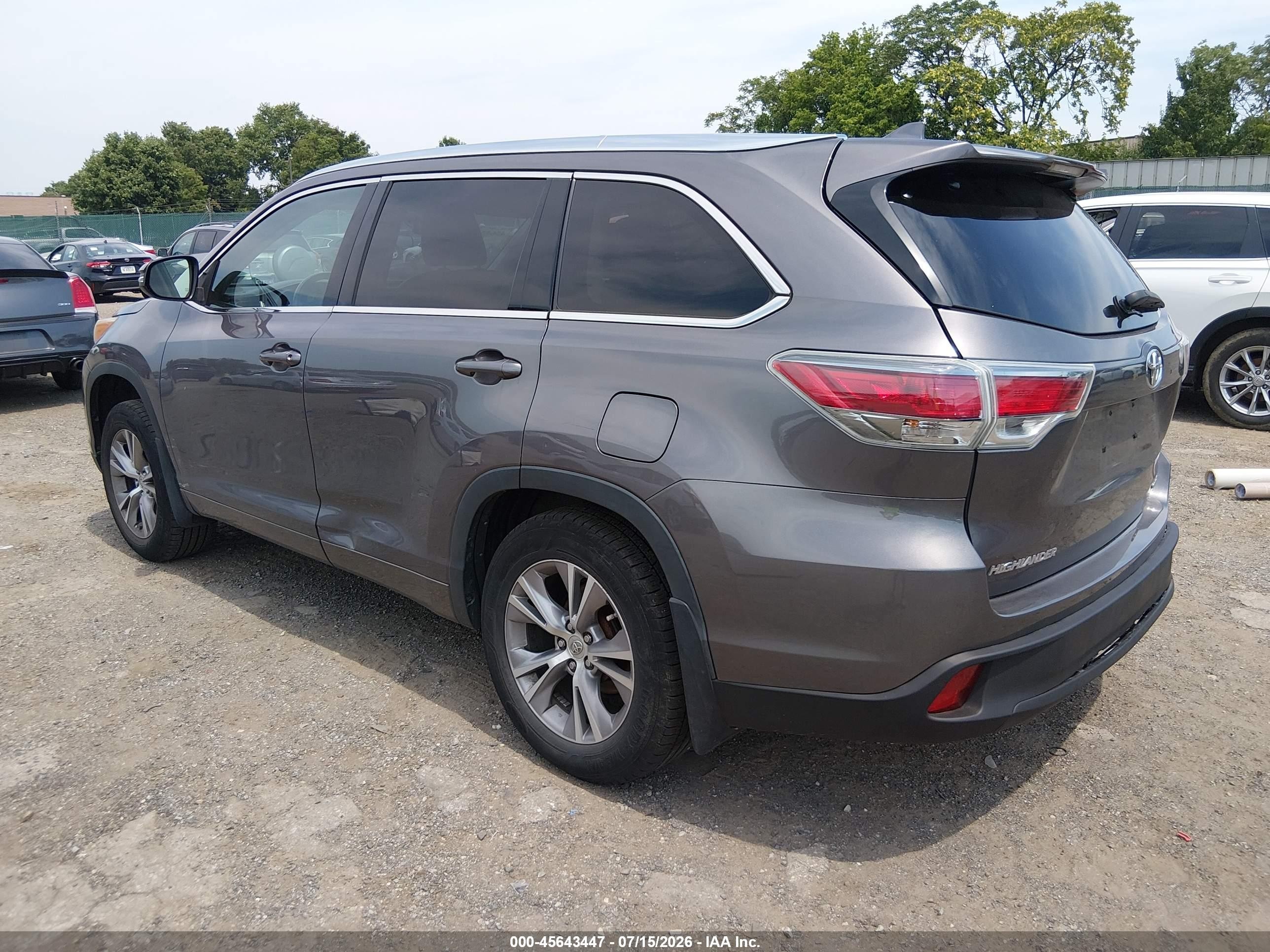 2015 Toyota Highlander Xle V6 Серый vin: 5TDJKRFHXFS190167