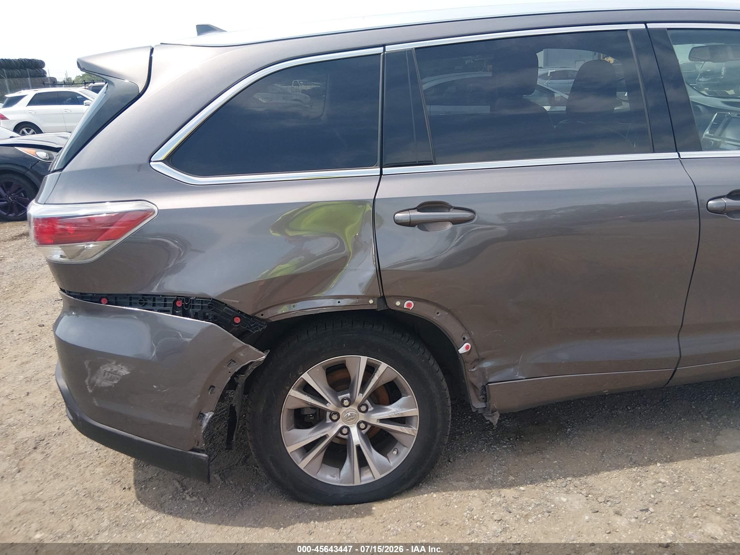 2015 Toyota Highlander Xle V6 Серый vin: 5TDJKRFHXFS190167