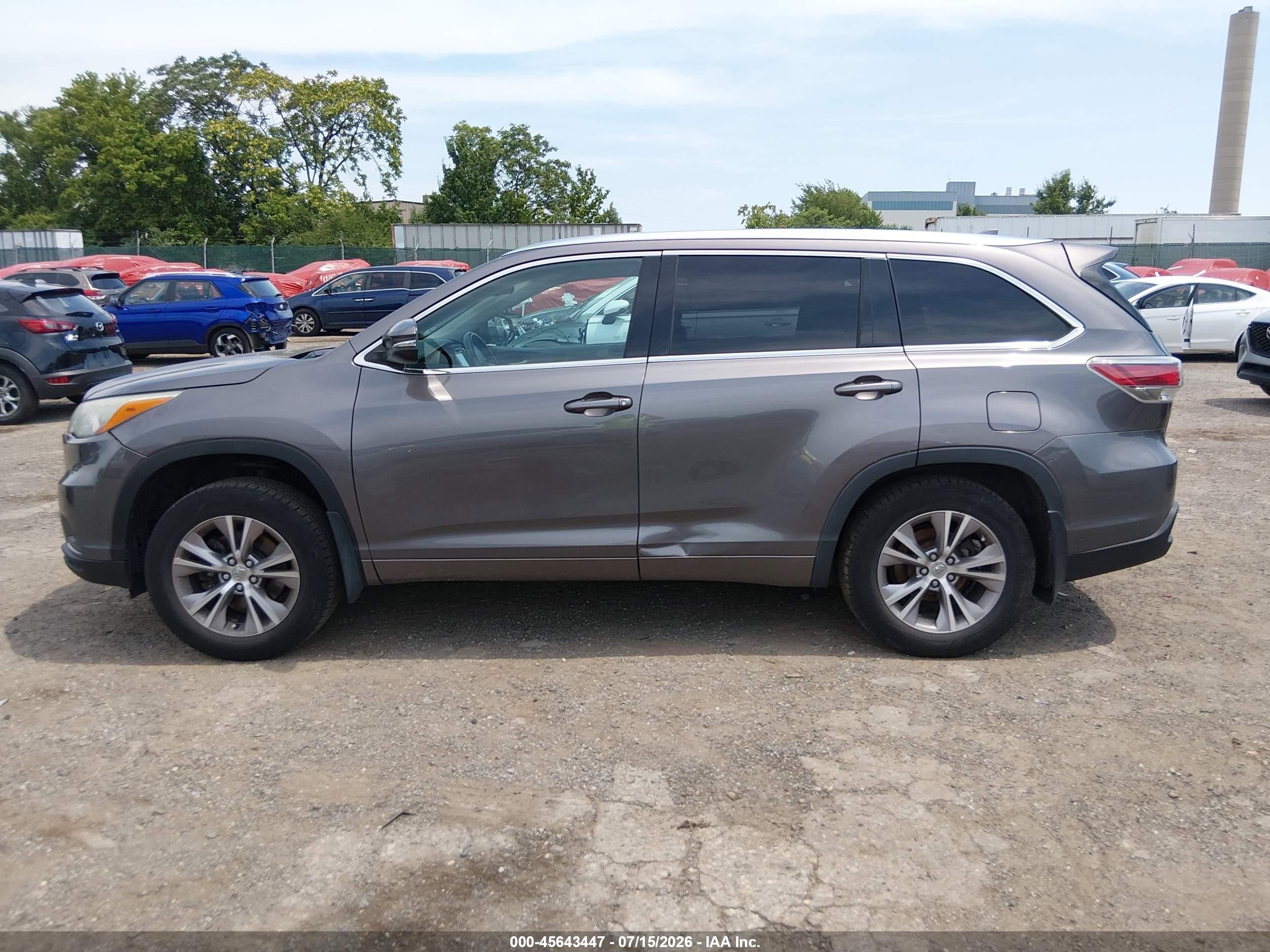 2015 Toyota Highlander Xle V6 Серый vin: 5TDJKRFHXFS190167