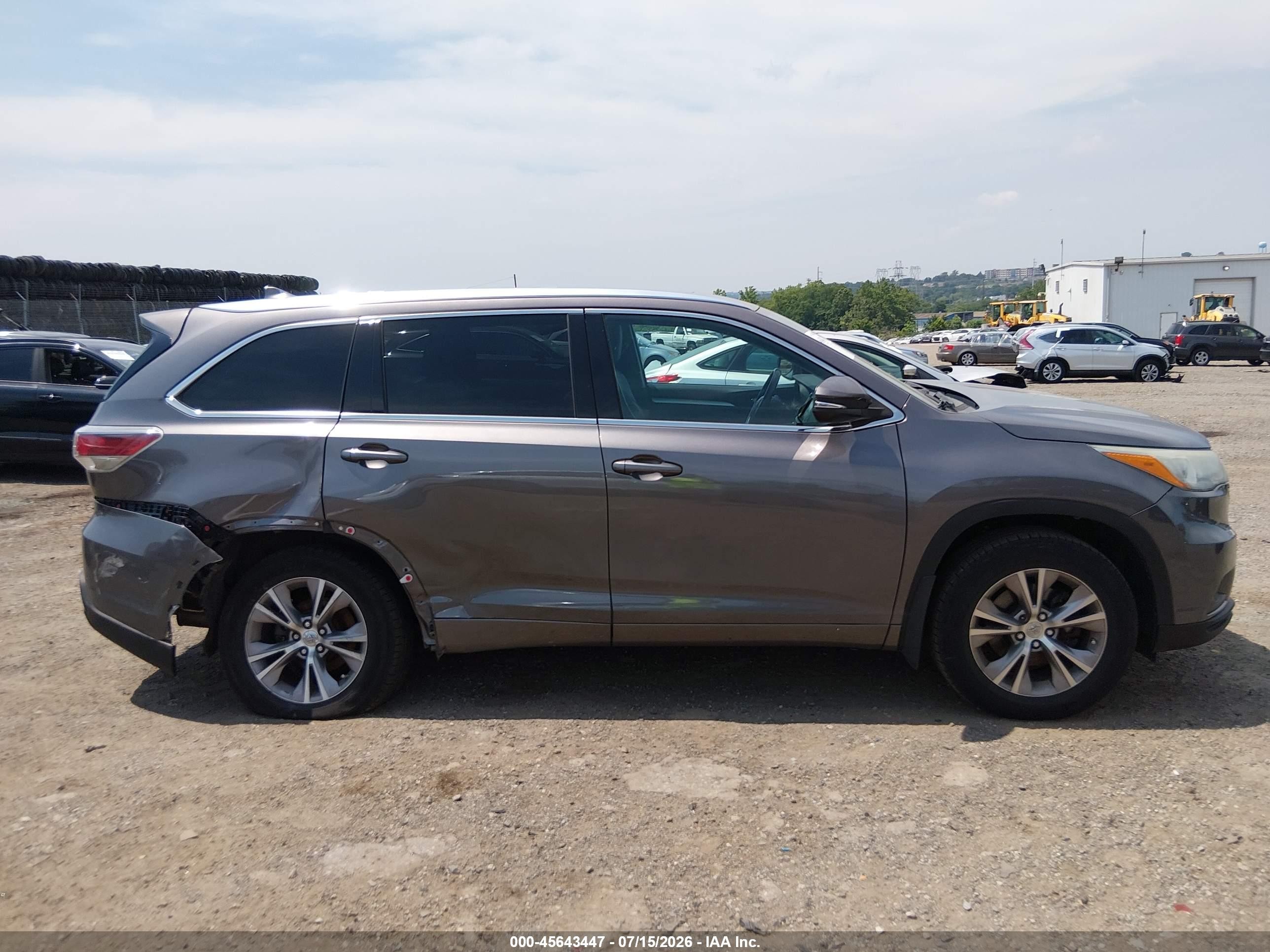 2015 Toyota Highlander Xle V6 Серый vin: 5TDJKRFHXFS190167