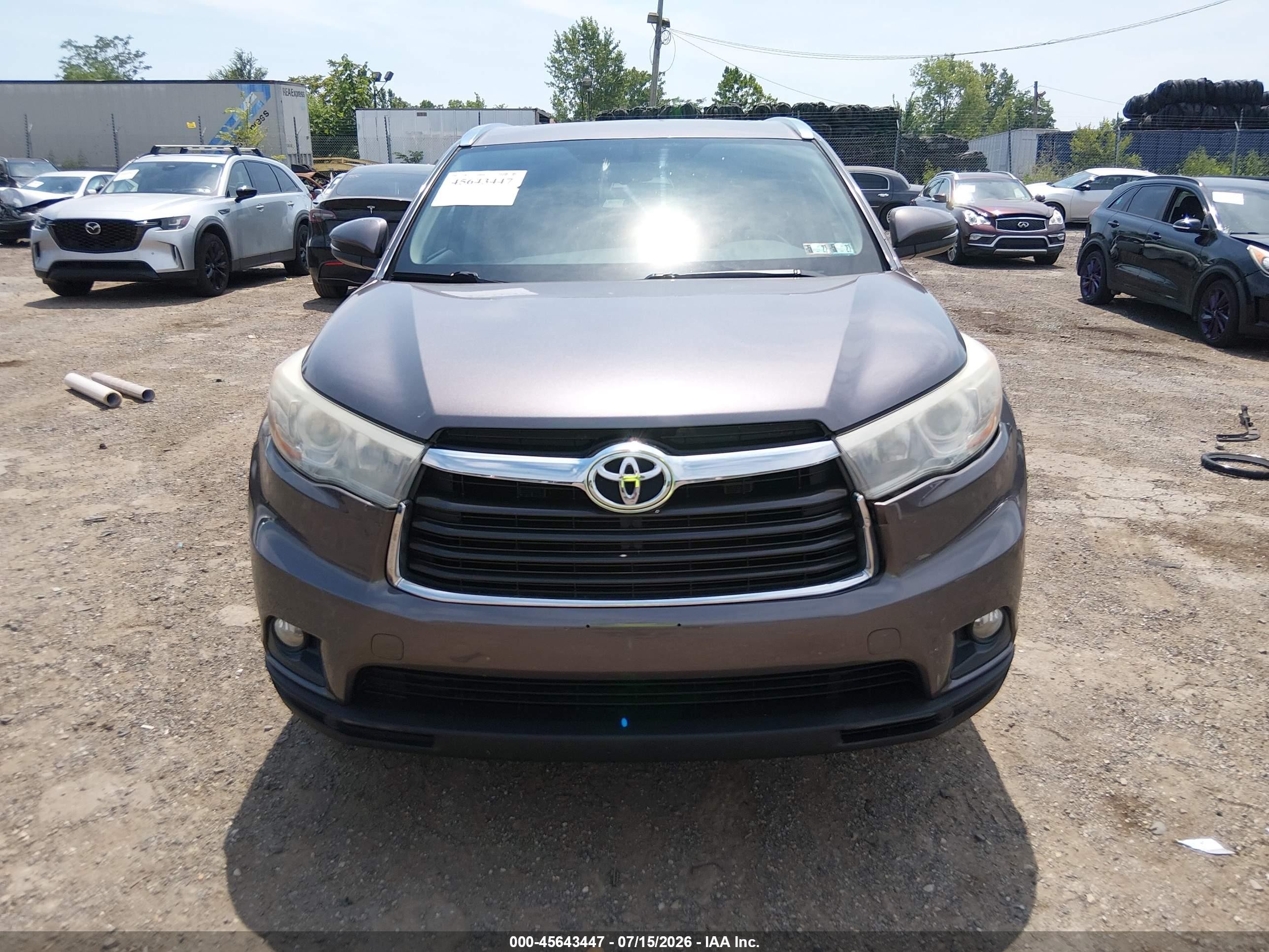 2015 Toyota Highlander Xle V6 Серый vin: 5TDJKRFHXFS190167