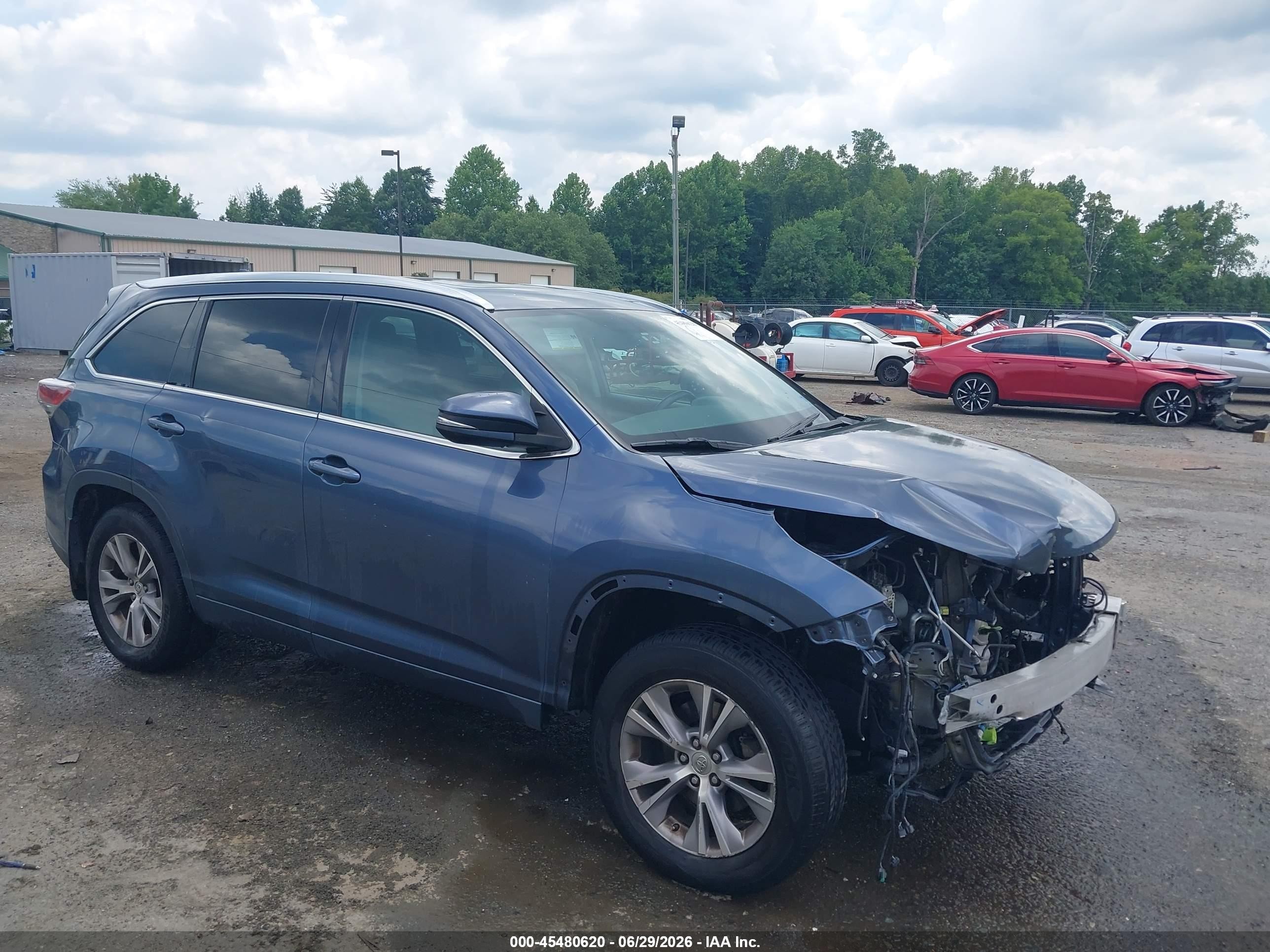 2015 Toyota Highlander Xle V6 Light Blue vin: 5TDJKRFHXFS210756