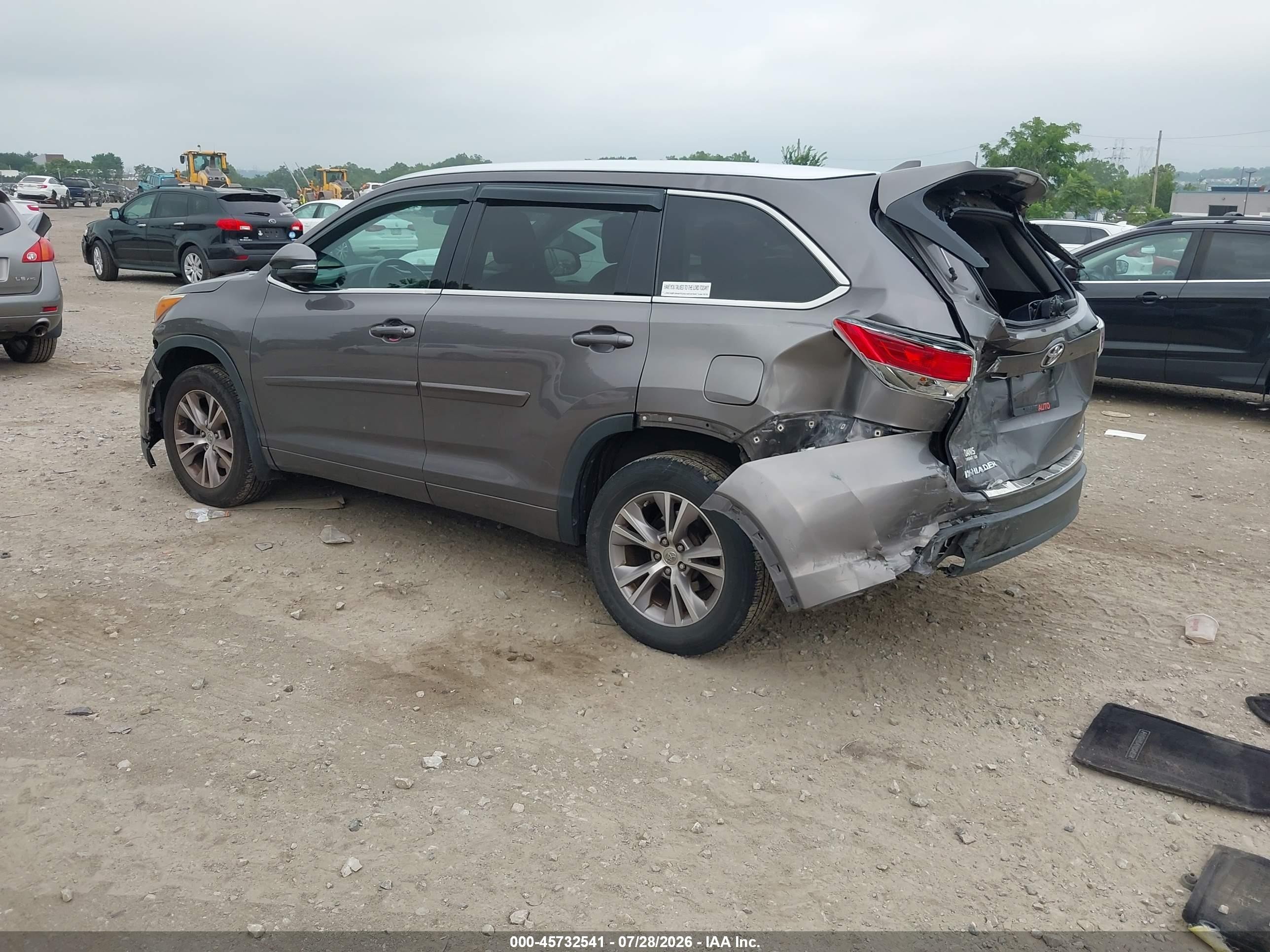 2015 Toyota Highlander Xle V6 Gray vin: 5TDJKRFHXFS216427