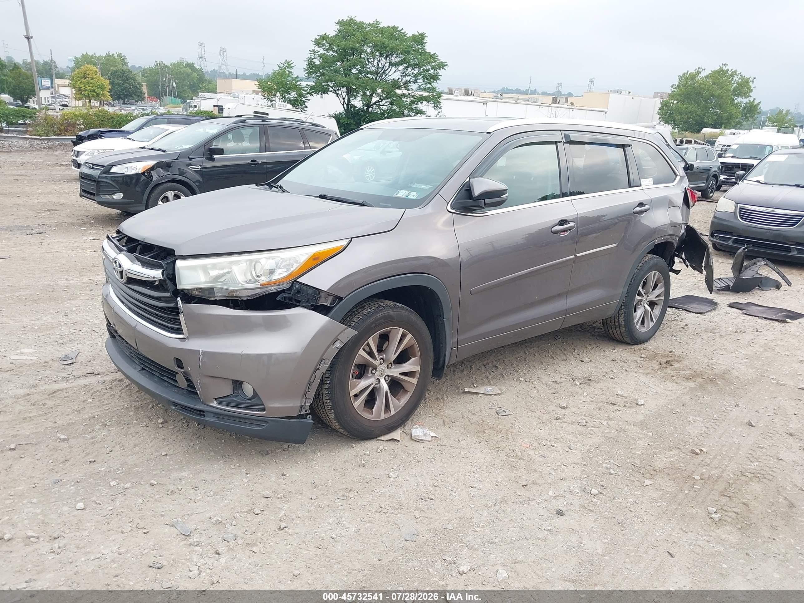 2015 Toyota Highlander Xle V6 Gray vin: 5TDJKRFHXFS216427