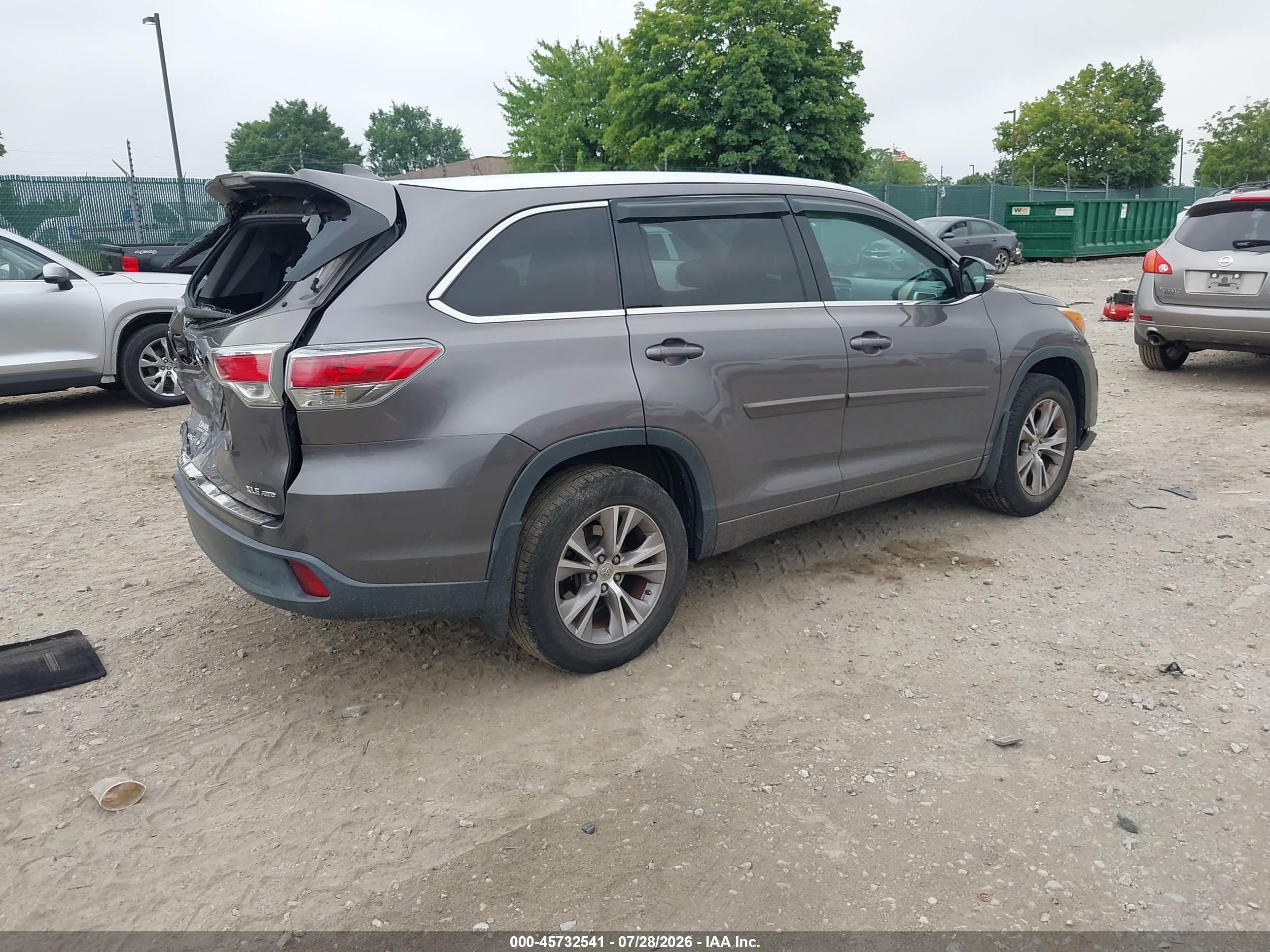 2015 Toyota Highlander Xle V6 Gray vin: 5TDJKRFHXFS216427