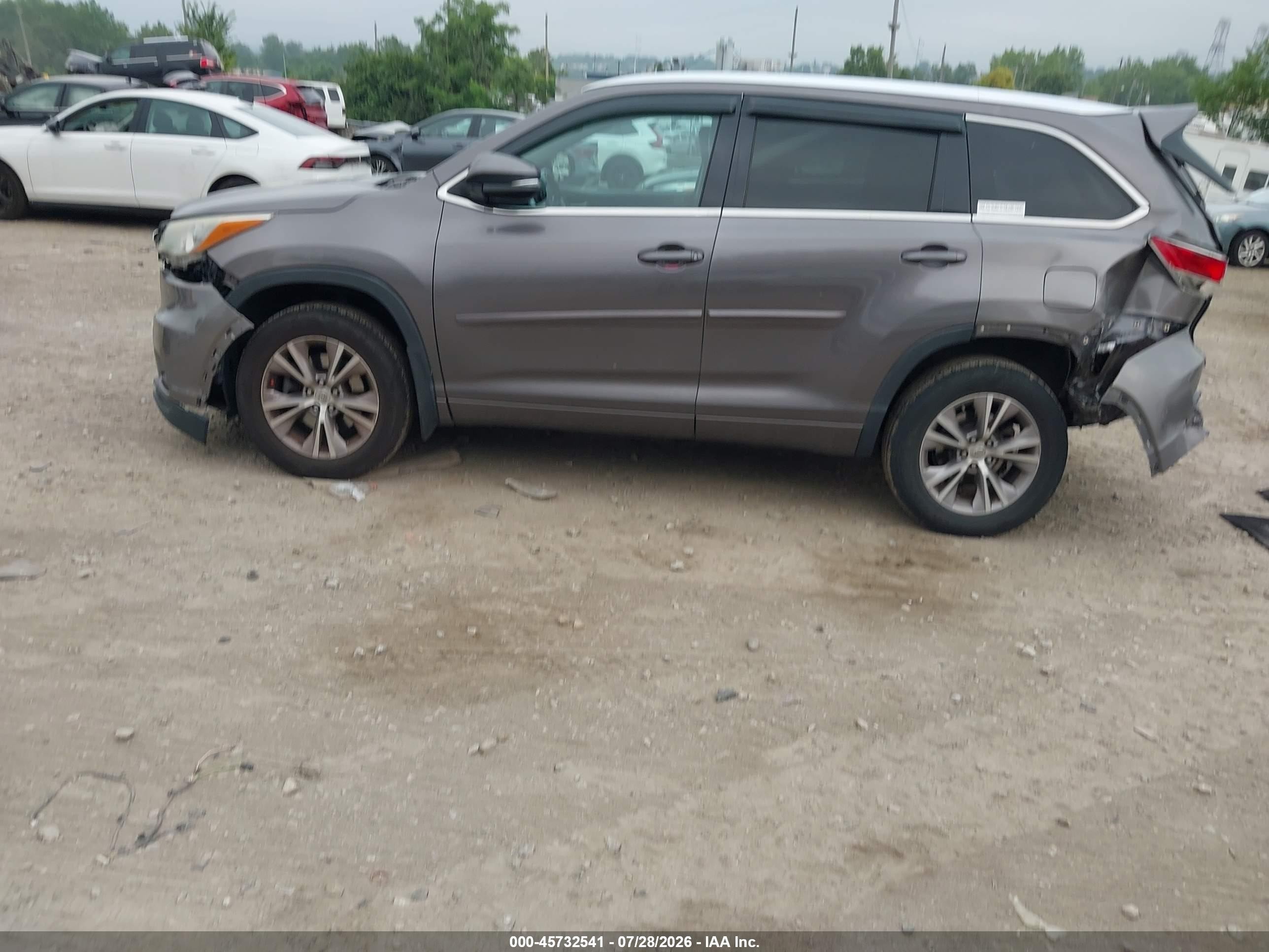 2015 Toyota Highlander Xle V6 Gray vin: 5TDJKRFHXFS216427