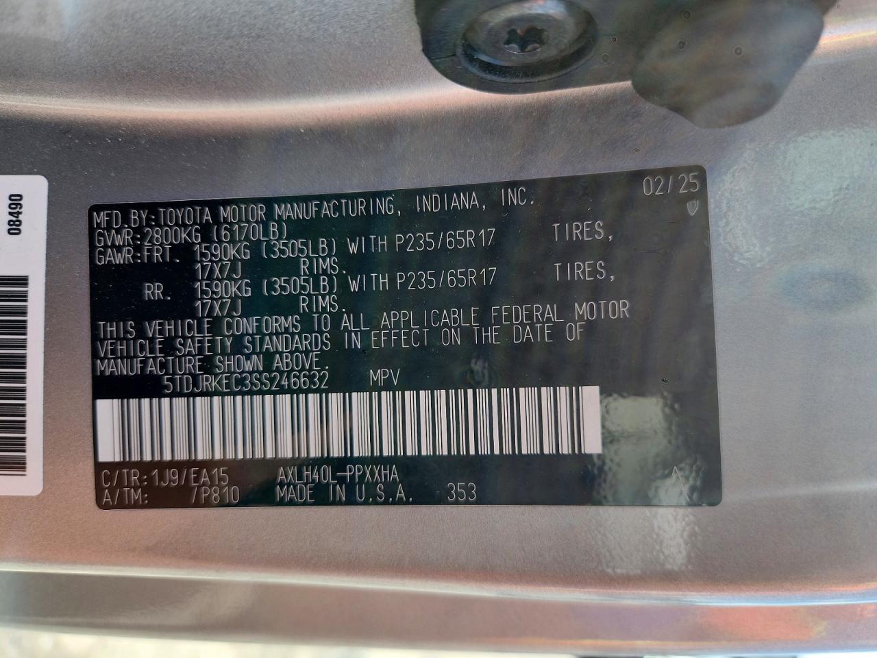 2025 Toyota Sienna Xle 8-passenger Silver vin: 5TDJRKEC3SS246632