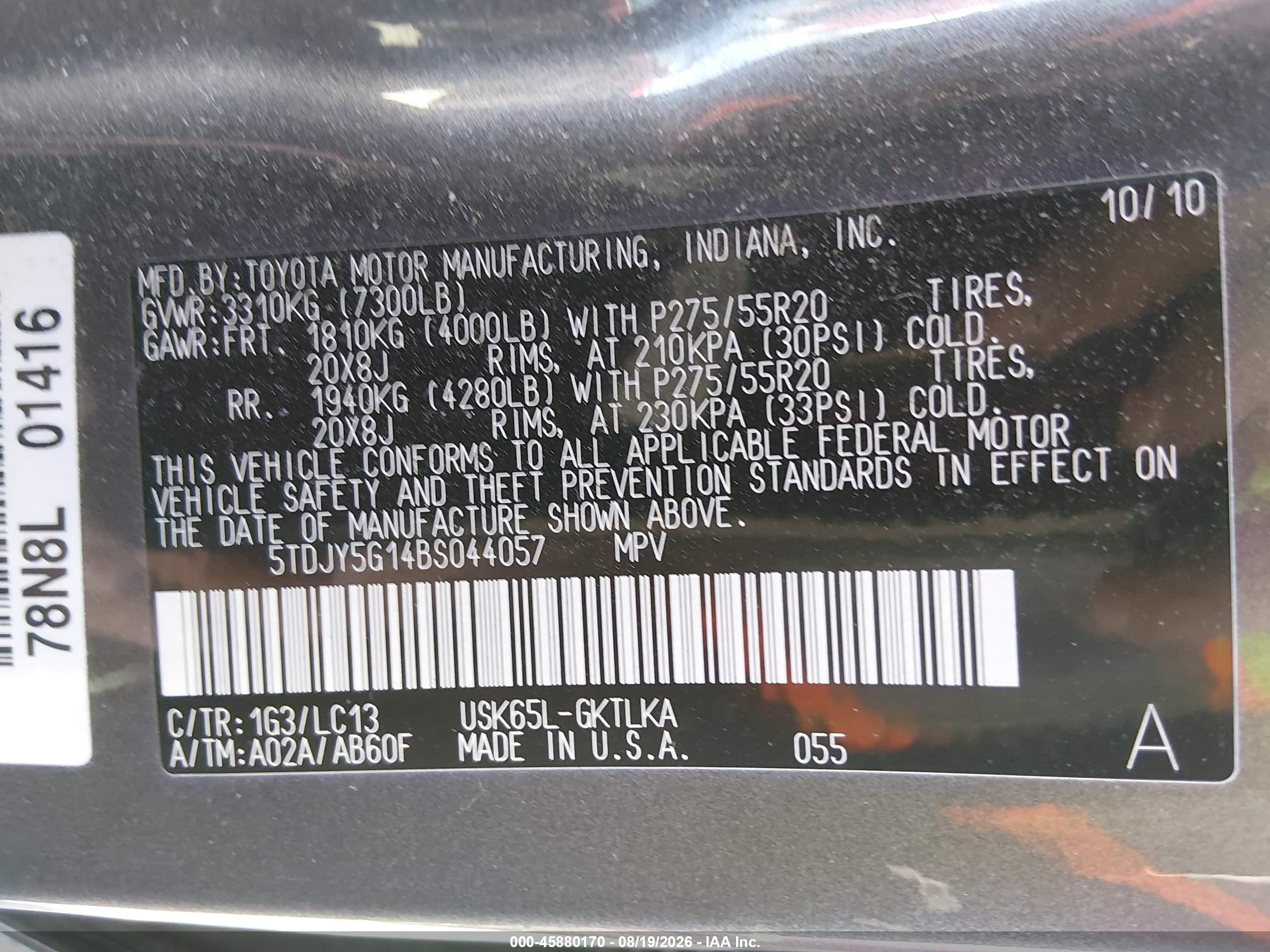 2011 Toyota Sequoia Limited 5.7l V8 Gray vin: 5TDJY5G14BS044057