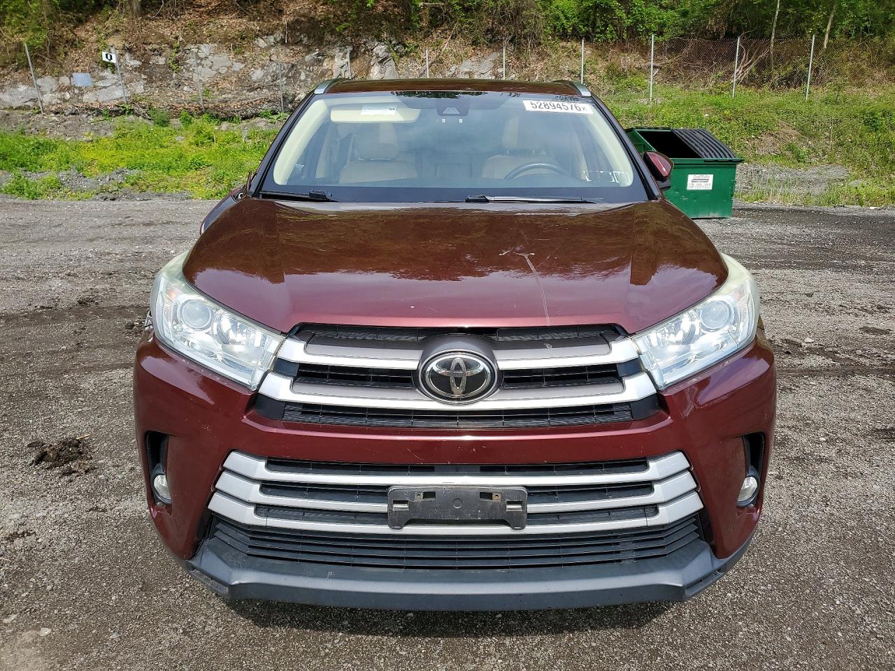 2018 Toyota Highlander Xle Maroon vin: 5TDJZRFH0JS499604