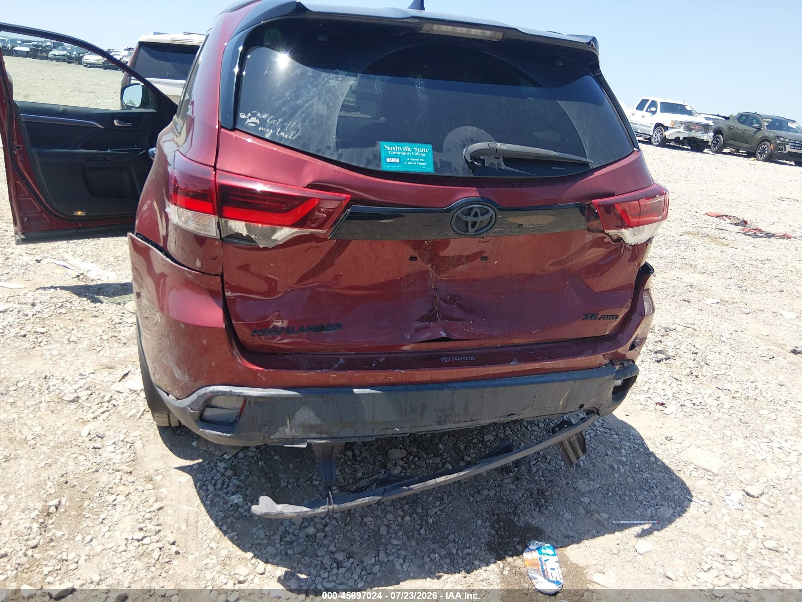 2019 Toyota Highlander Se Red vin: 5TDJZRFH4KS975791
