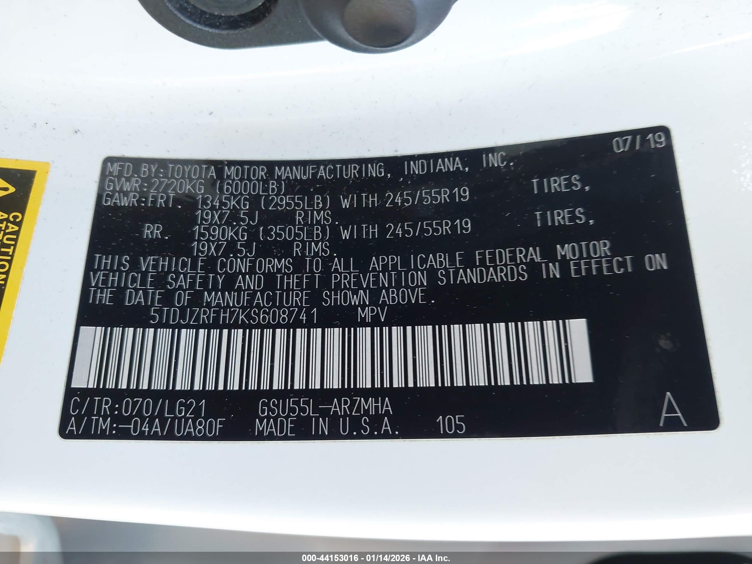 2019 Toyota Highlander Se White vin: 5TDJZRFH7KS608741