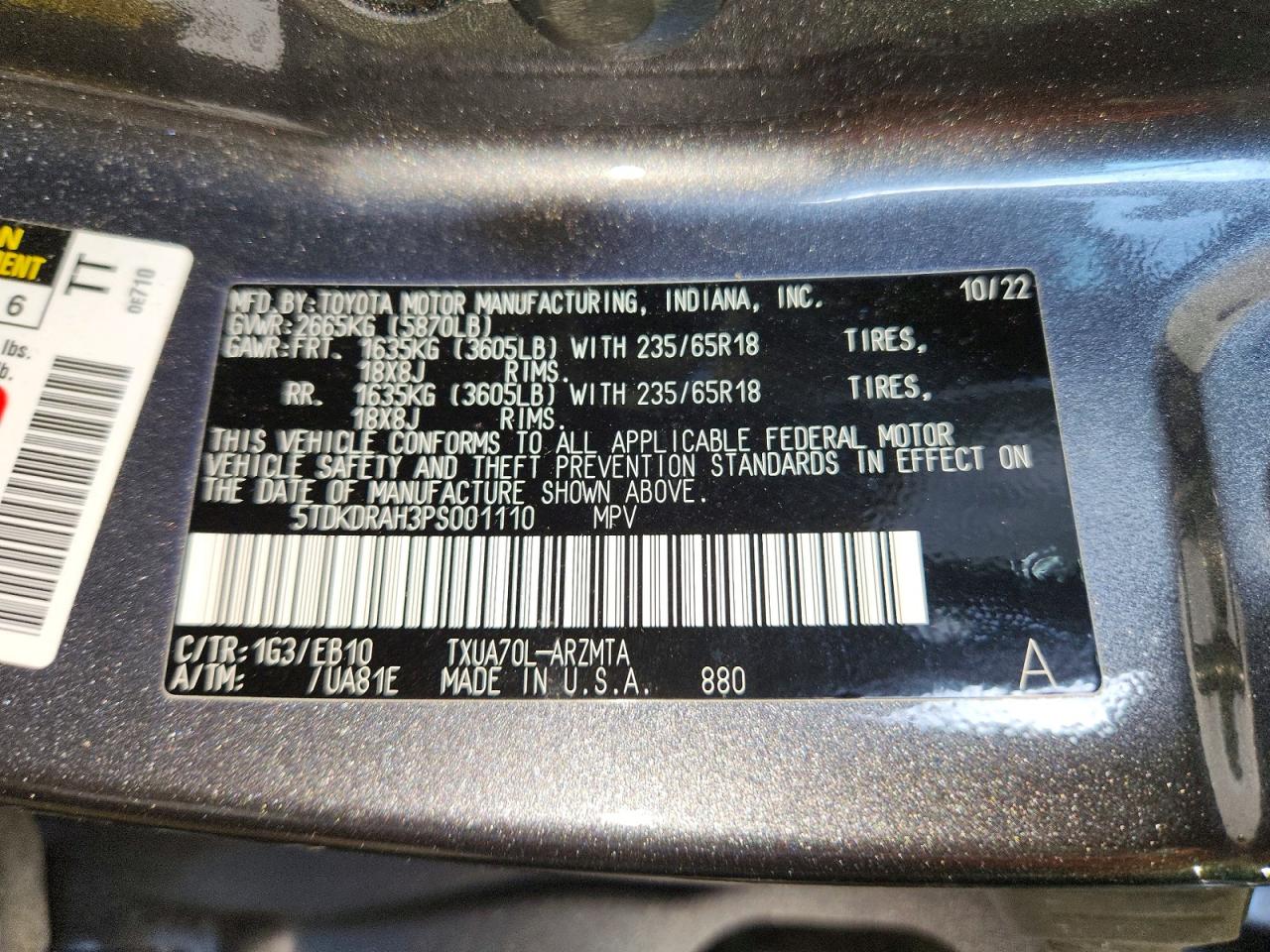 2023 Toyota Highlander Xle Gray vin: 5TDKDRAH3PS001110