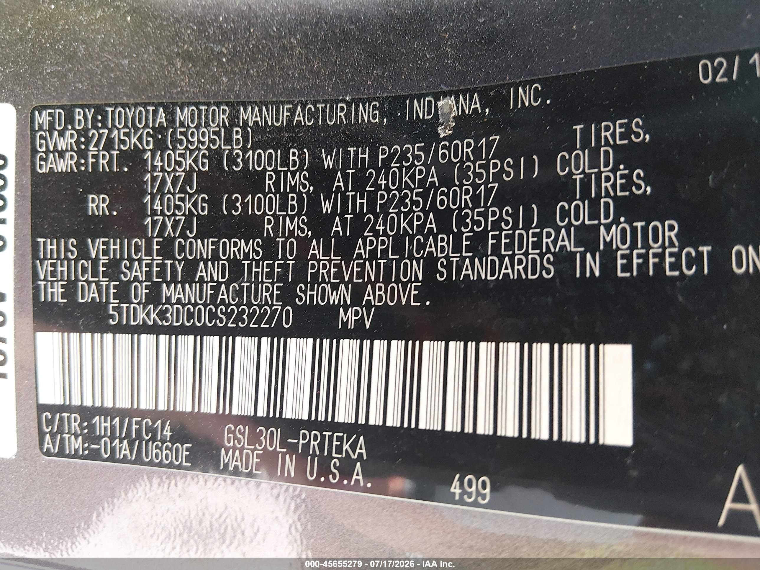 2012 Toyota Sienna Le V6 8 Passenger Gray vin: 5TDKK3DC0CS232270